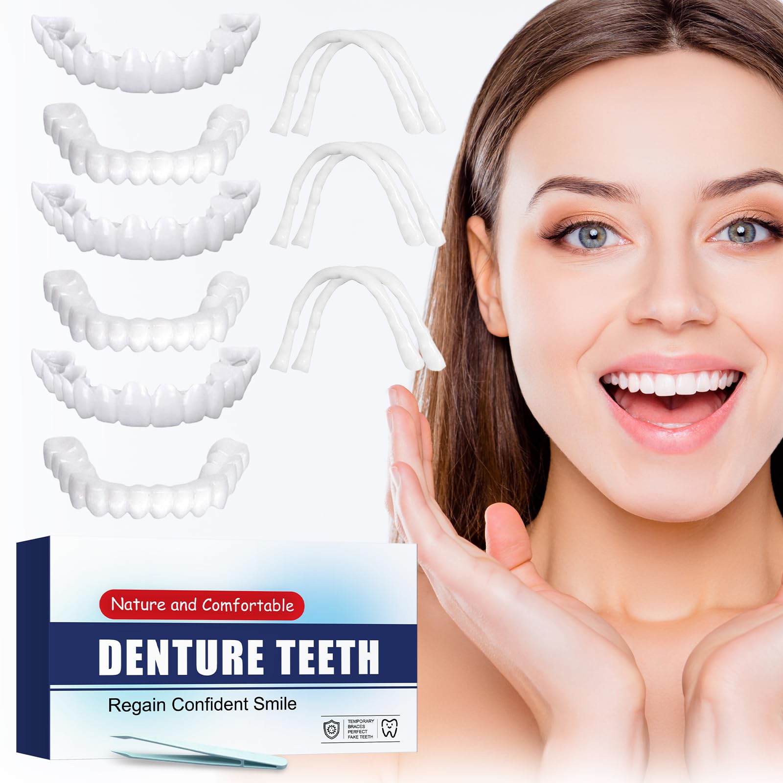 6PCS Temporary Veneers for Women & Men - Natural & Comfortable Dental Veneers Kit for Smile Makeover, Whitening & Cosmetic Enhancement