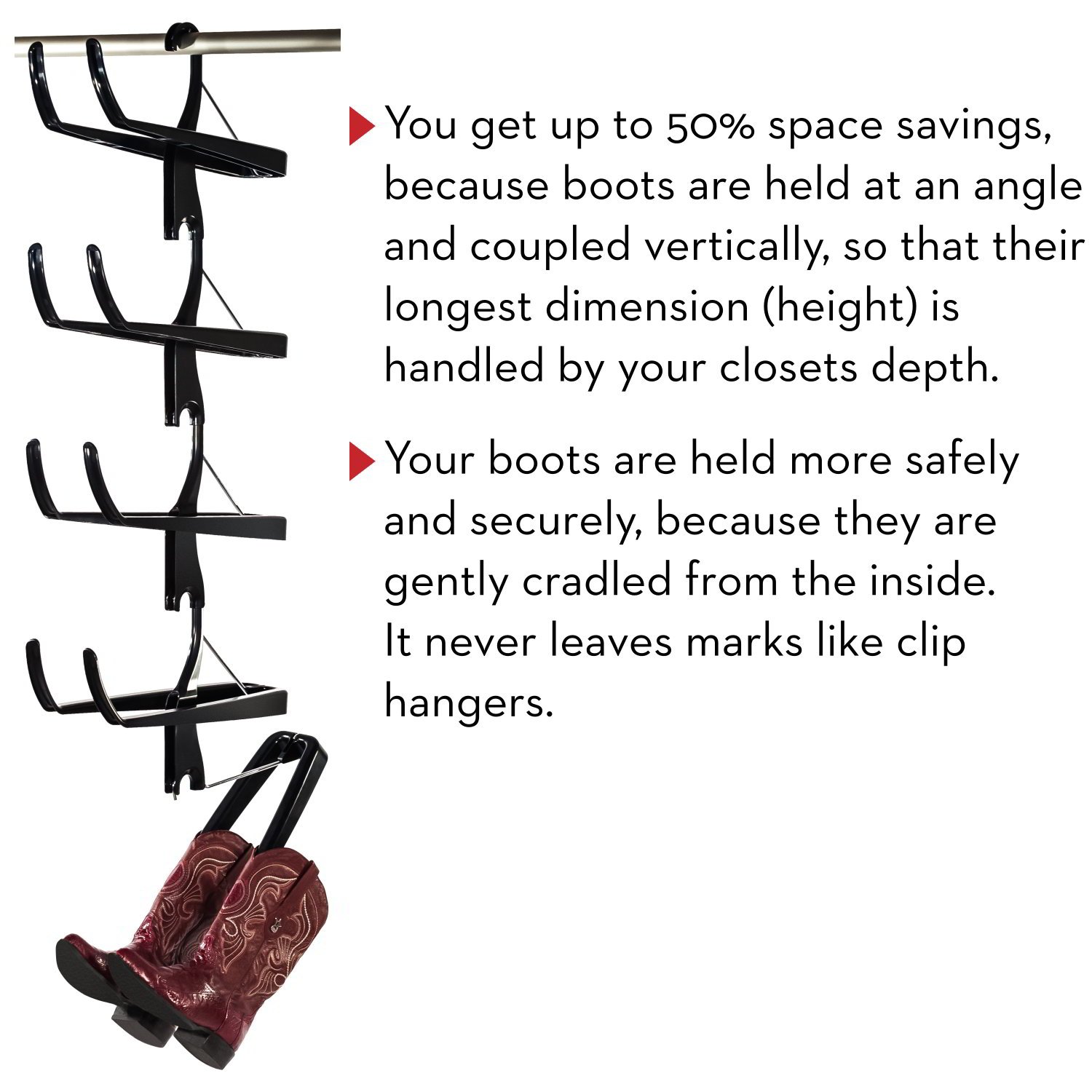 Hanging Boot Storage Organizer – 5-Pair Boot Rack for Closet Organization – Easy to Assemble Durable Boot Shaper & Tree – As Seen on Rachael Ray – Perfect for Boot Lovers & Small Space Storage