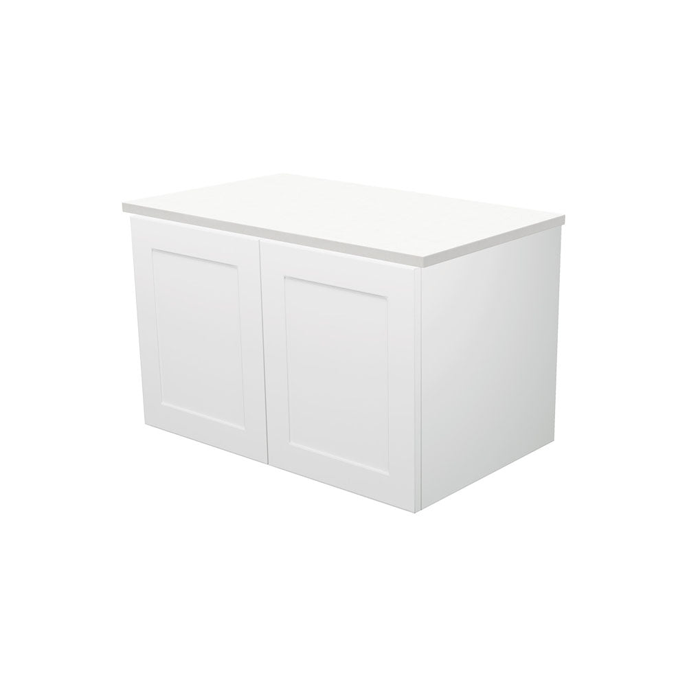 Fienza 75ML Mila 750mm Wall Mounted Bathroom Vanity with Left Drawer - Modern Space-Saving Cabinet for Small Bathrooms & Powder Rooms (Cabinet Only)