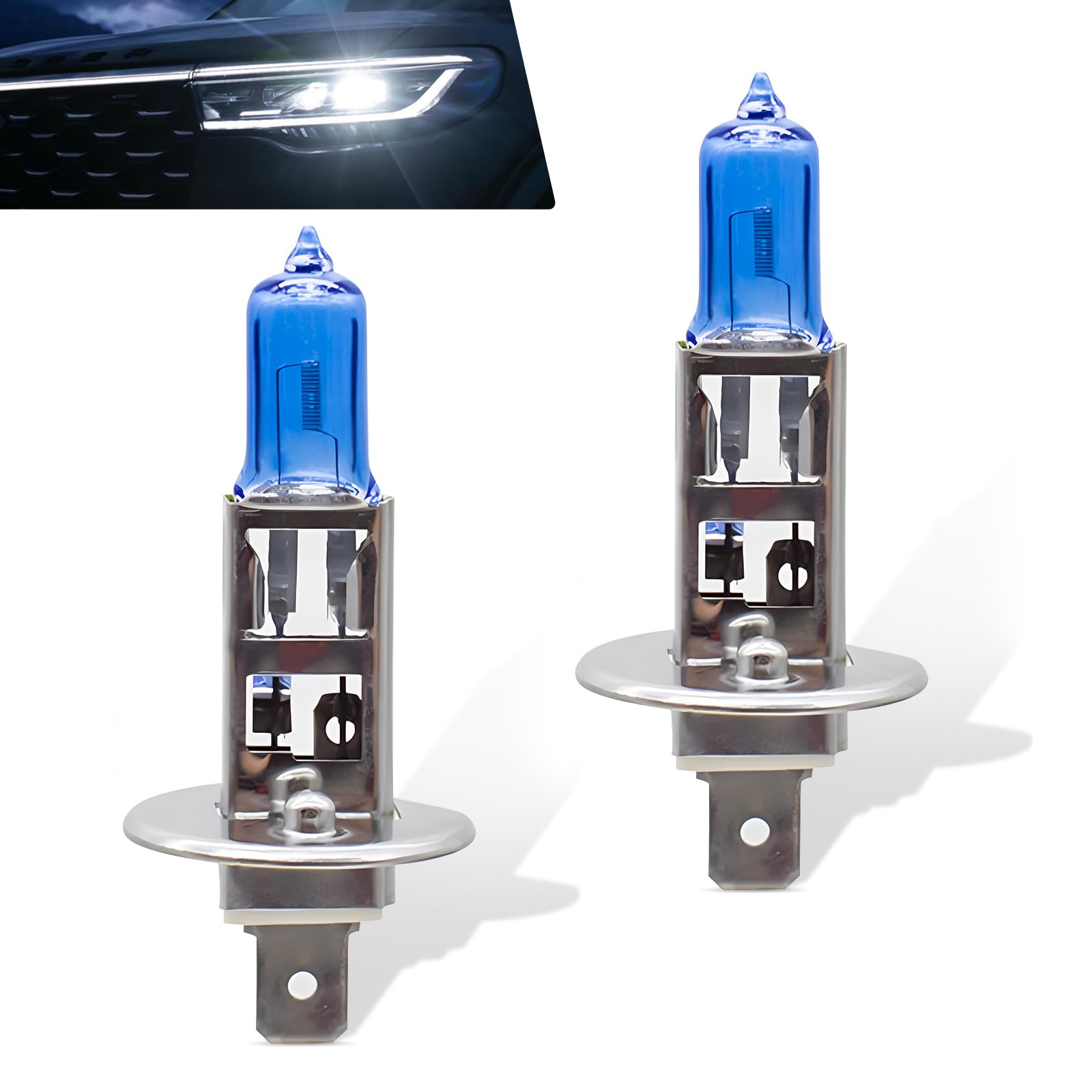 2-Pack 100W Super Bright White Halogen Fog Light Bulbs - H1 Quartz Driving Lights for Cars, Trucks & SUVs | Durable Replacement Bulbs for Enhanced Night Visibility & Safety