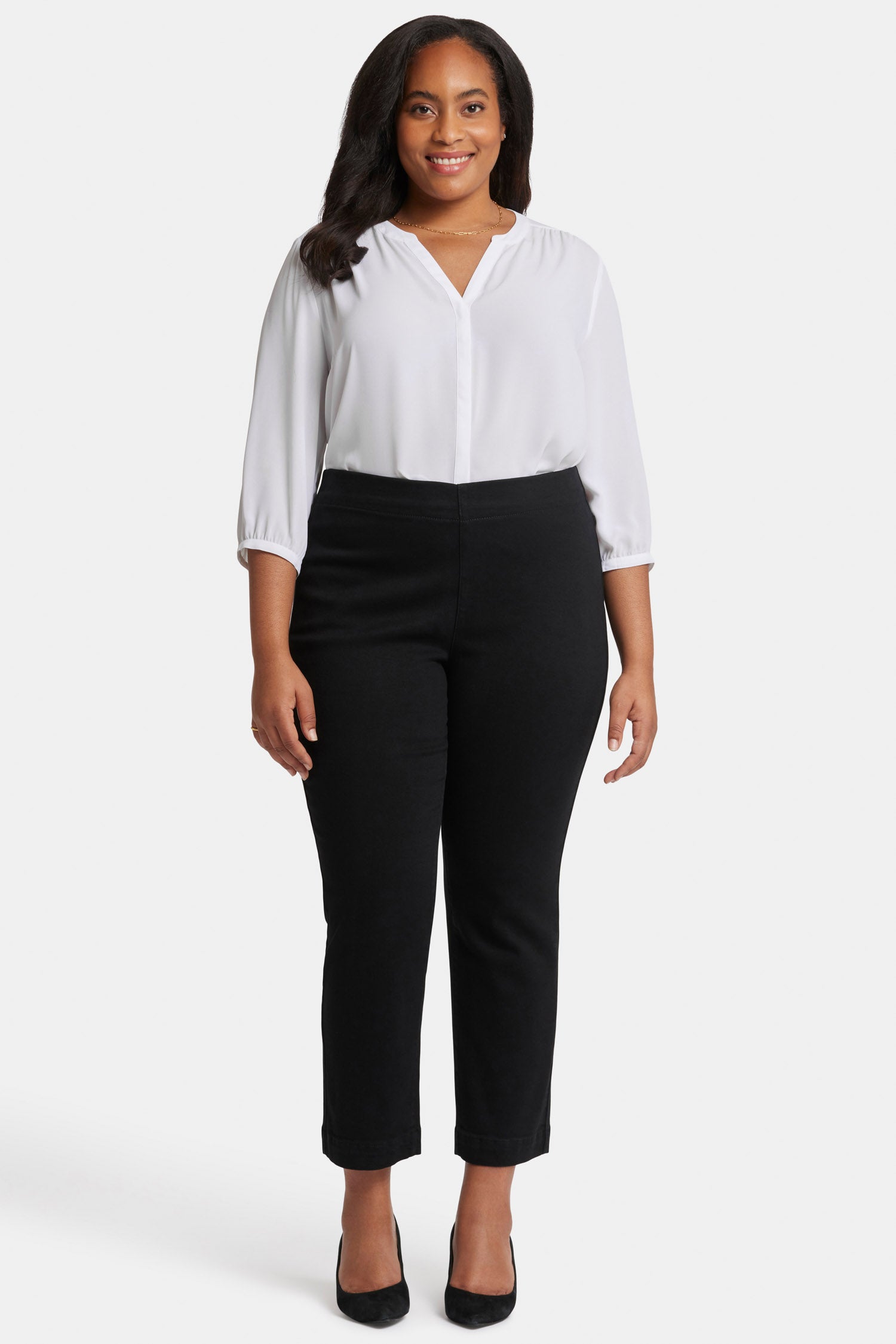 Plus Size Bailey Relaxed Straight Ankle Pull On Jeans in Overdye Black | Comfortable Stretch Denim Pants for Women | Perfect for Casual Wear, Office & Weekend Outings