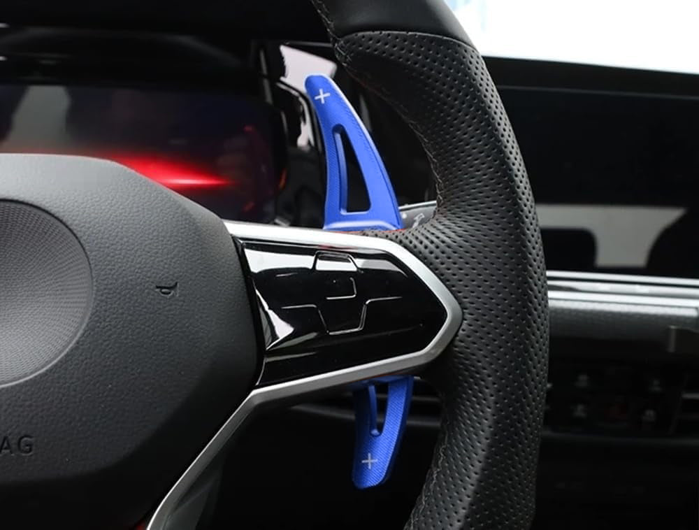 High-Performance Blue Billet Aluminum Paddle Shifters for 2022+ Volkswagen MK8 Golf GTI - Upgrade Your Driving Experience on Track or Street