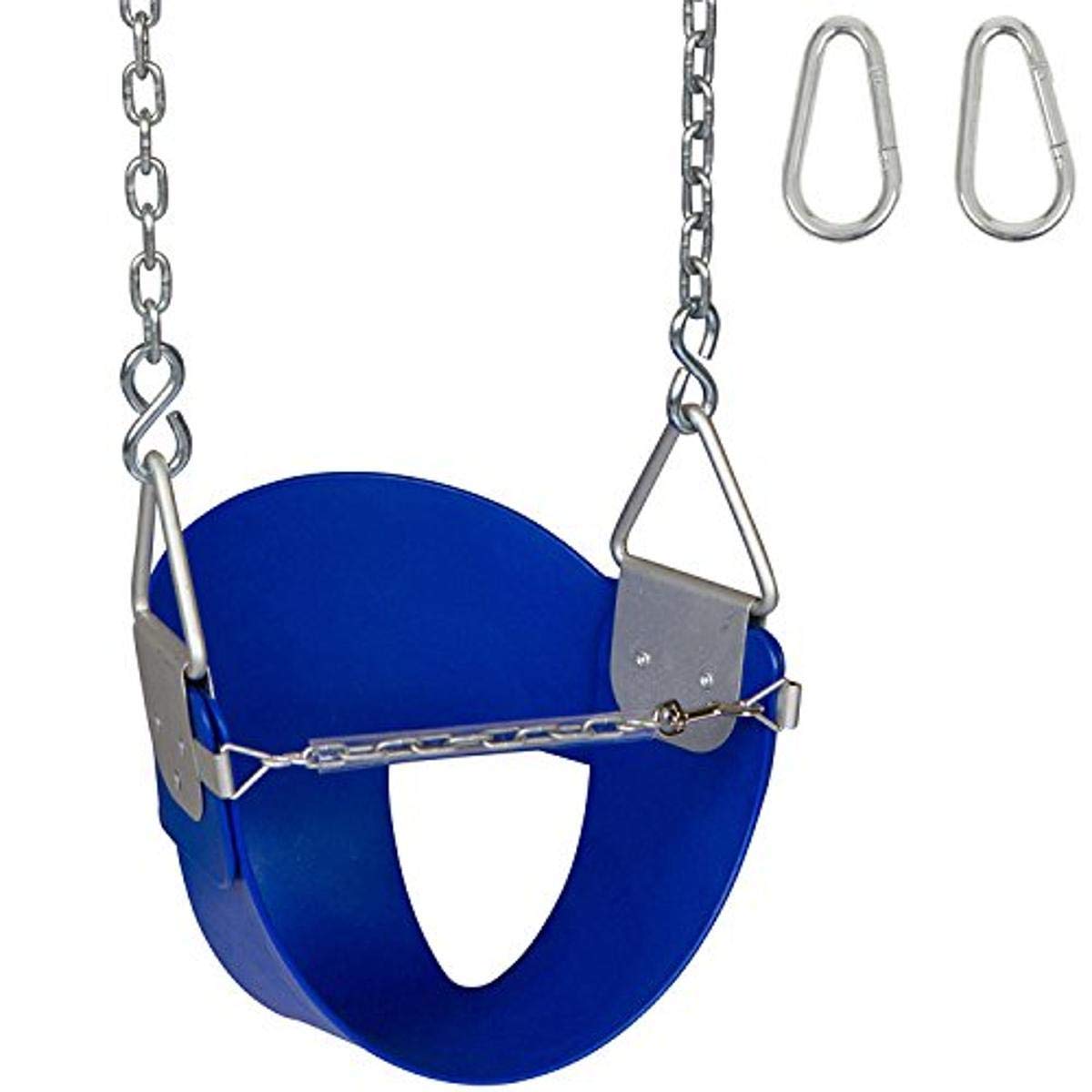 Highback ½ Bucket Swing Seat with Chains & Hooks - Blue Outdoor Playground Equipment for Kids Backyard, Park & Play Area | Durable SSS Brand Swing Set Accessories