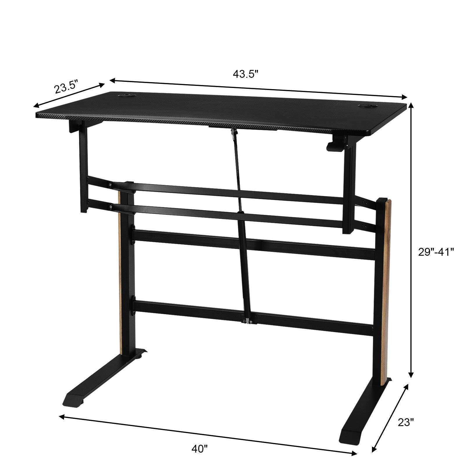 Ergonomic Pneumatic Height Adjustable Standing Desk - Sit Stand Computer Workstation for Home & Office | Study, Work, Gaming Desk with Sturdy Steel Frame & Smooth Lift Mechanism | Perfect for Remote Work, Online Classes & Productivity Boost