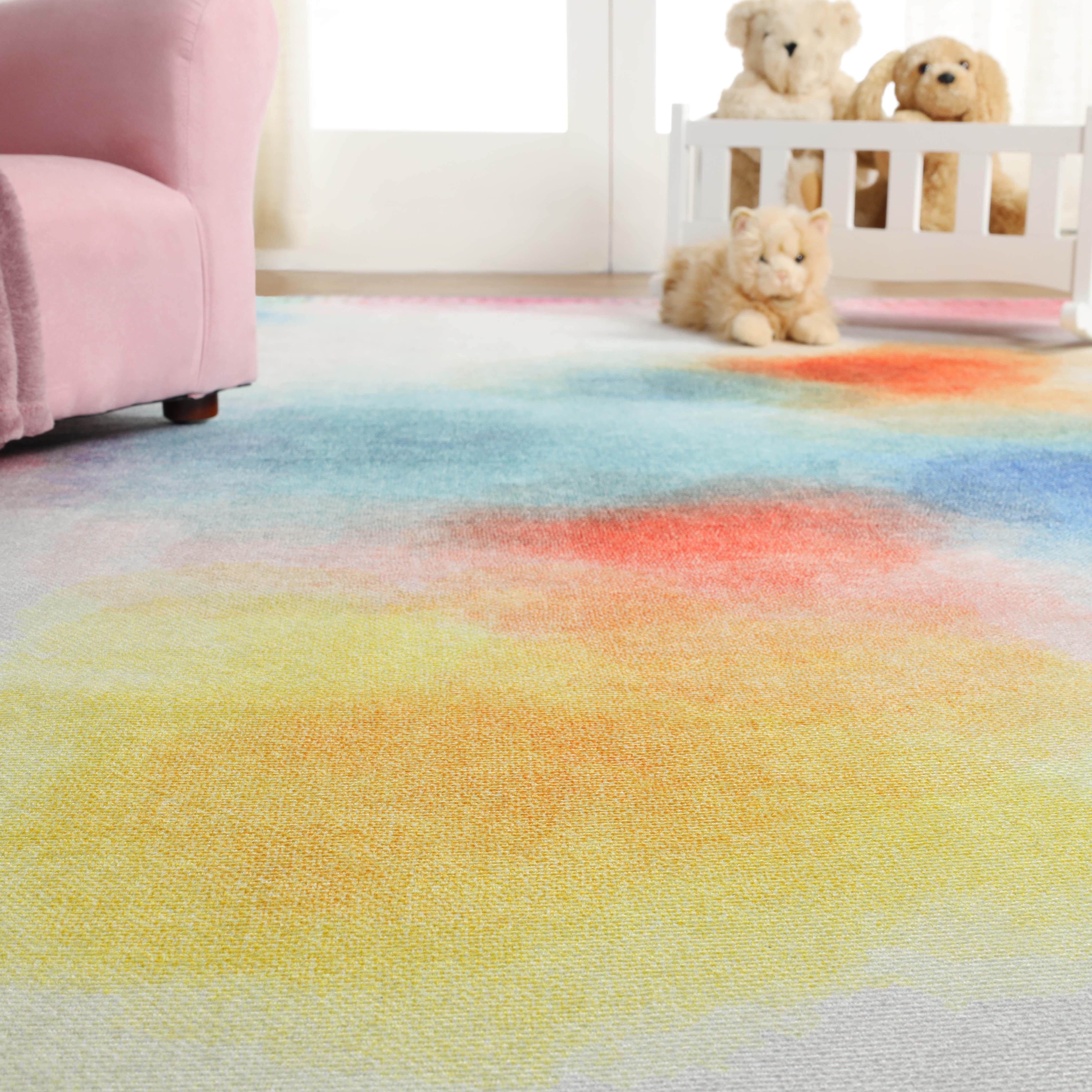 Blossom Kids Non-Slip Area Rug - Colorful Playroom Rug with Anti-Skid Backing for Nursery, Bedroom & Play Areas | Soft Kids Floor Mat for Safety & Style