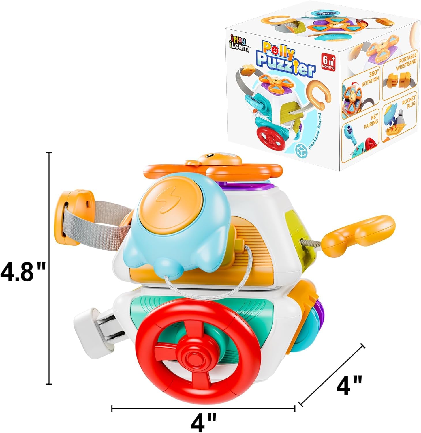 Montessori Toys for 1-3 Year Old Toddlers - Sensory Busy Board Cube & Educational Learning Activities | Travel Toys for Infants | Perfect Birthday Gift for Boys & Girls (12-18 Months) - Ideal for Airplane Travel, Car Rides & Early Childhood Development
