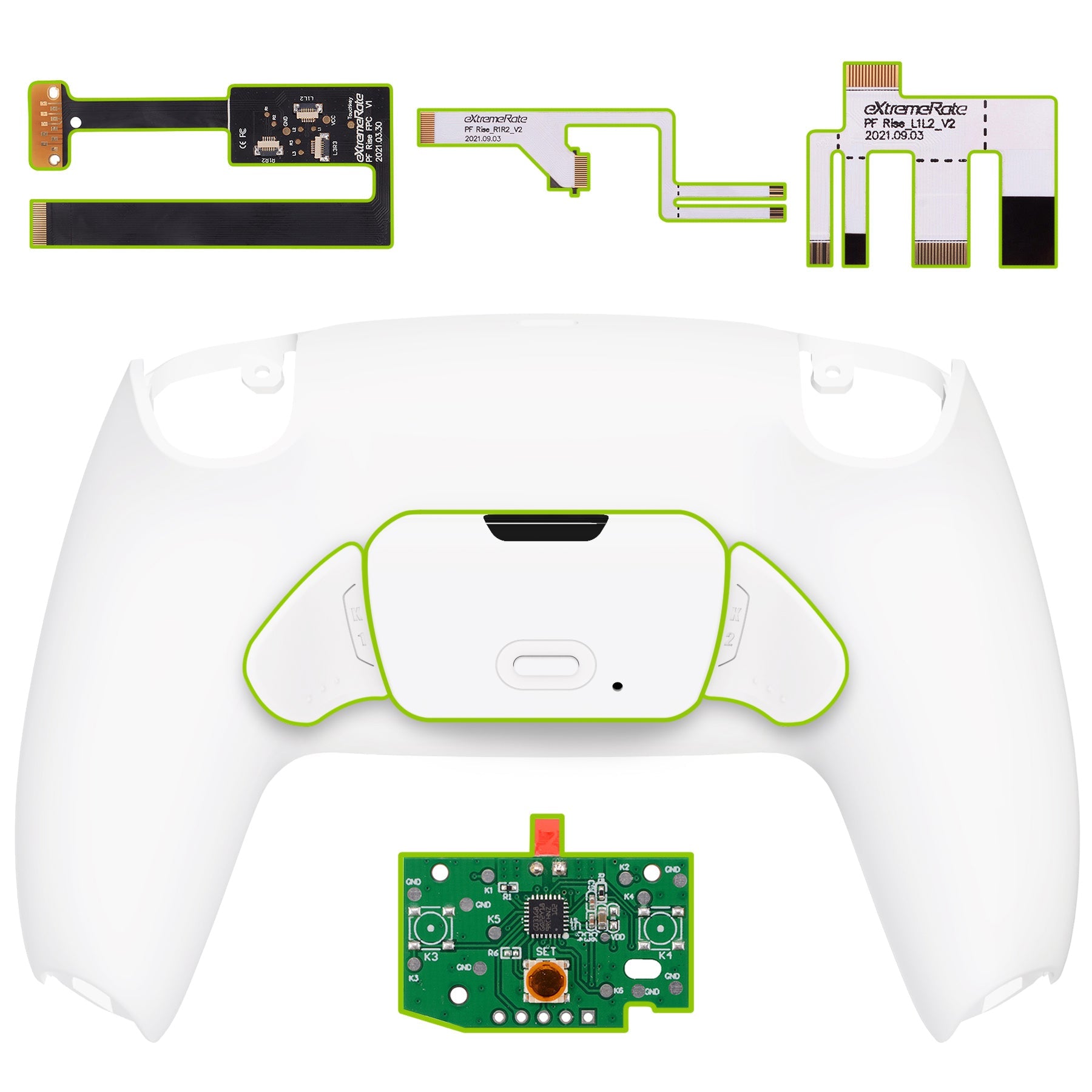eXtremeRate Remappable Rise 2.0 Remap Kit for PS5 Controller BDM-010 & BDM-020 - White | Customizable Back Buttons for Gaming | Perfect for FPS, RPG & Competitive Play