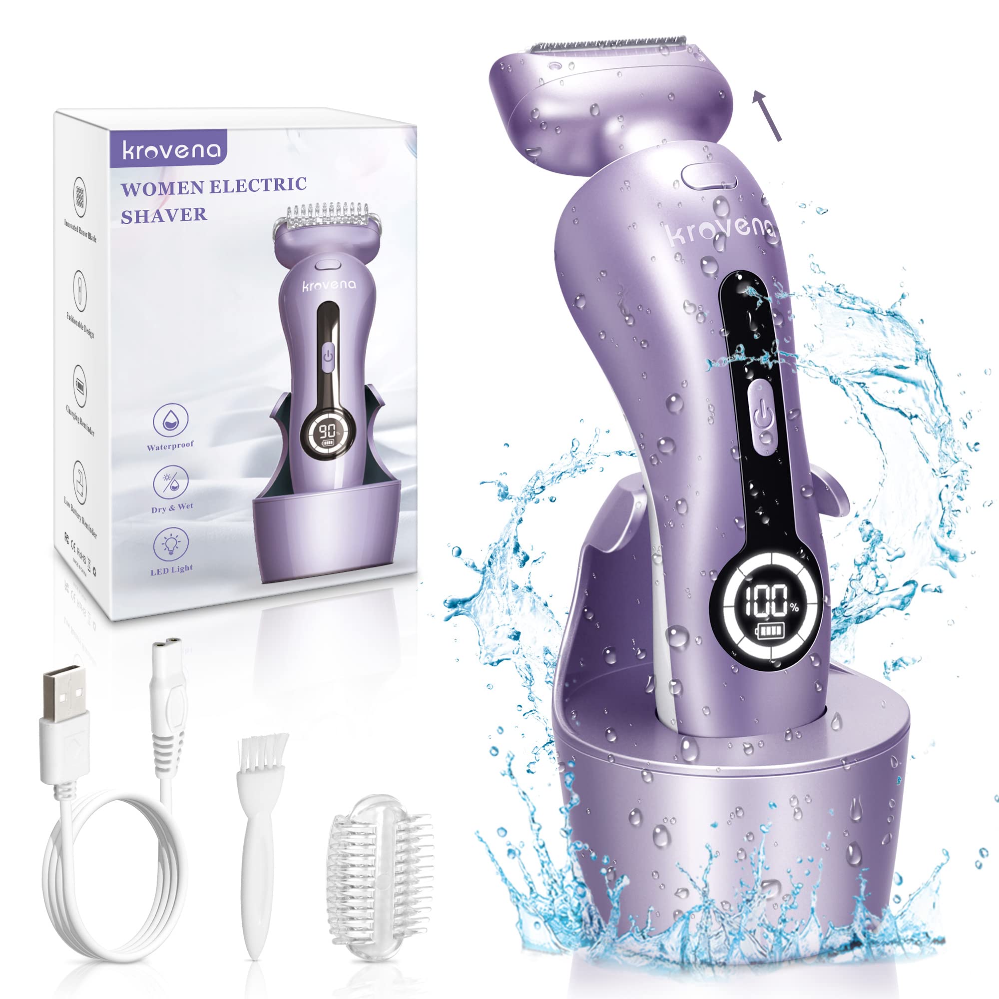 Best Electric Shaver for Women - Rechargeable Cordless Bikini Trimmer for Legs, Underarms & Pubic Hair - Wet/Dry Use with Detachable Head - Perfect for Travel, Gym & Sensitive Skin Care