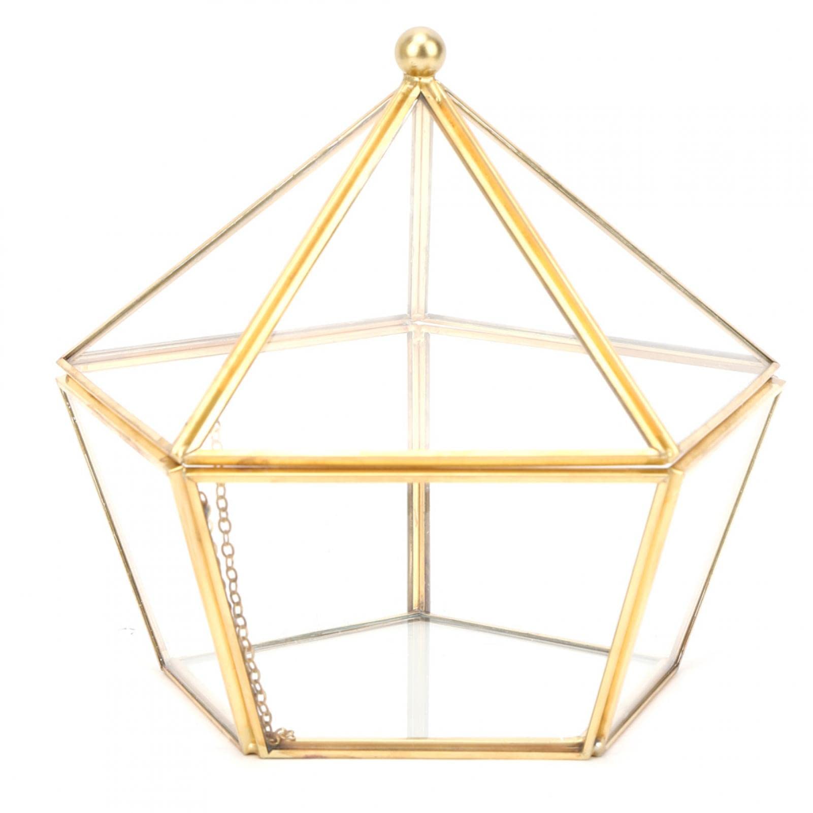 Geometric Glass Terrarium with Artificial Flowers - Modern Succulent Planter & Tabletop Decor for Home, Office, Wedding Centerpiece | Dustproof Display Case for Plants, Air Plants & Miniature Gardens