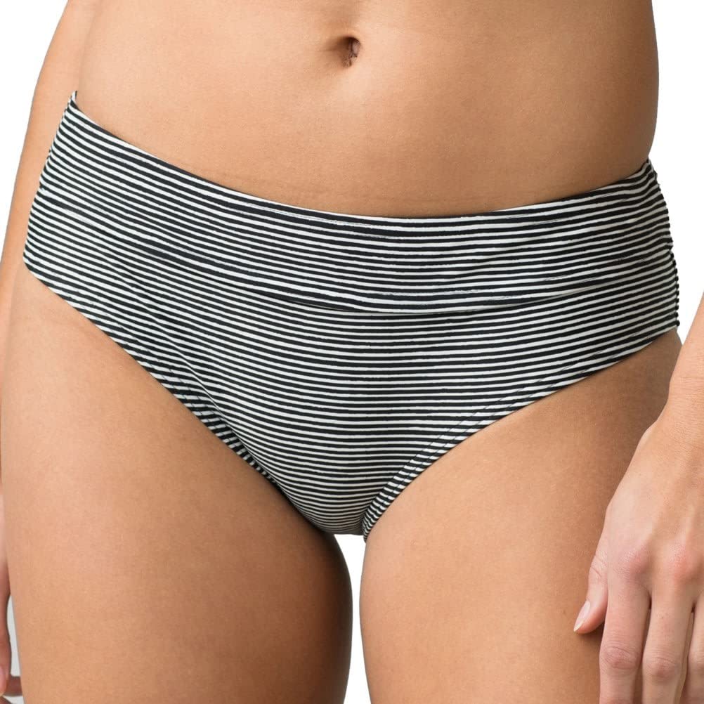 prAna Women's Ramba Bikini Bottom - Size Small, Black Wabi Stripe - Perfect for Beach Vacations, Pool Parties & Summer Getaways