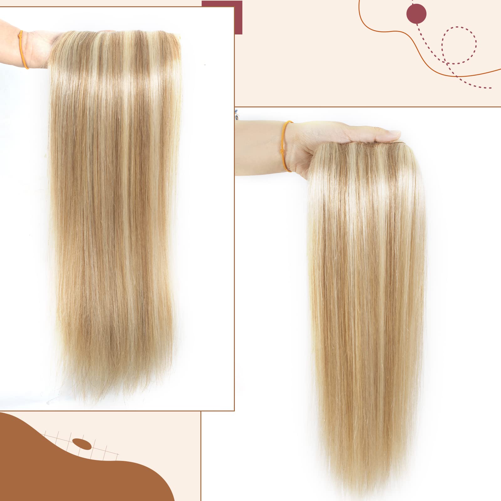 Tinashe 100% Remy Human Hair Ponytail Extension - 22inch Long Straight Clip-in Wrap Around Ponytail with Magic Paste for Women (Highlight #16/613) - Perfect for Parties, Weddings & Everyday Styling