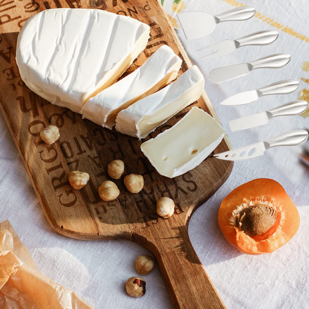 Premium 6-Piece Stainless Steel Cheese Knife Set with Forks & Slicers - Kitchen Cheese Cutting Tools for Parties, Charcuterie Boards & Gourmet Entertaining