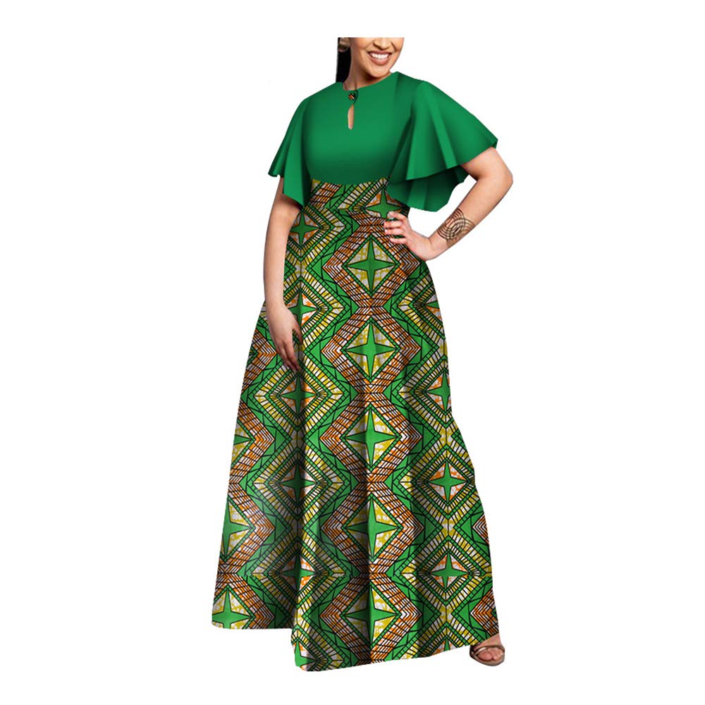 Elegant Plus Size African Print Maxi Dress for Women - Long Party Dress with Graceful Wax Print - Perfect for Weddings, Festivals & Special Occasions