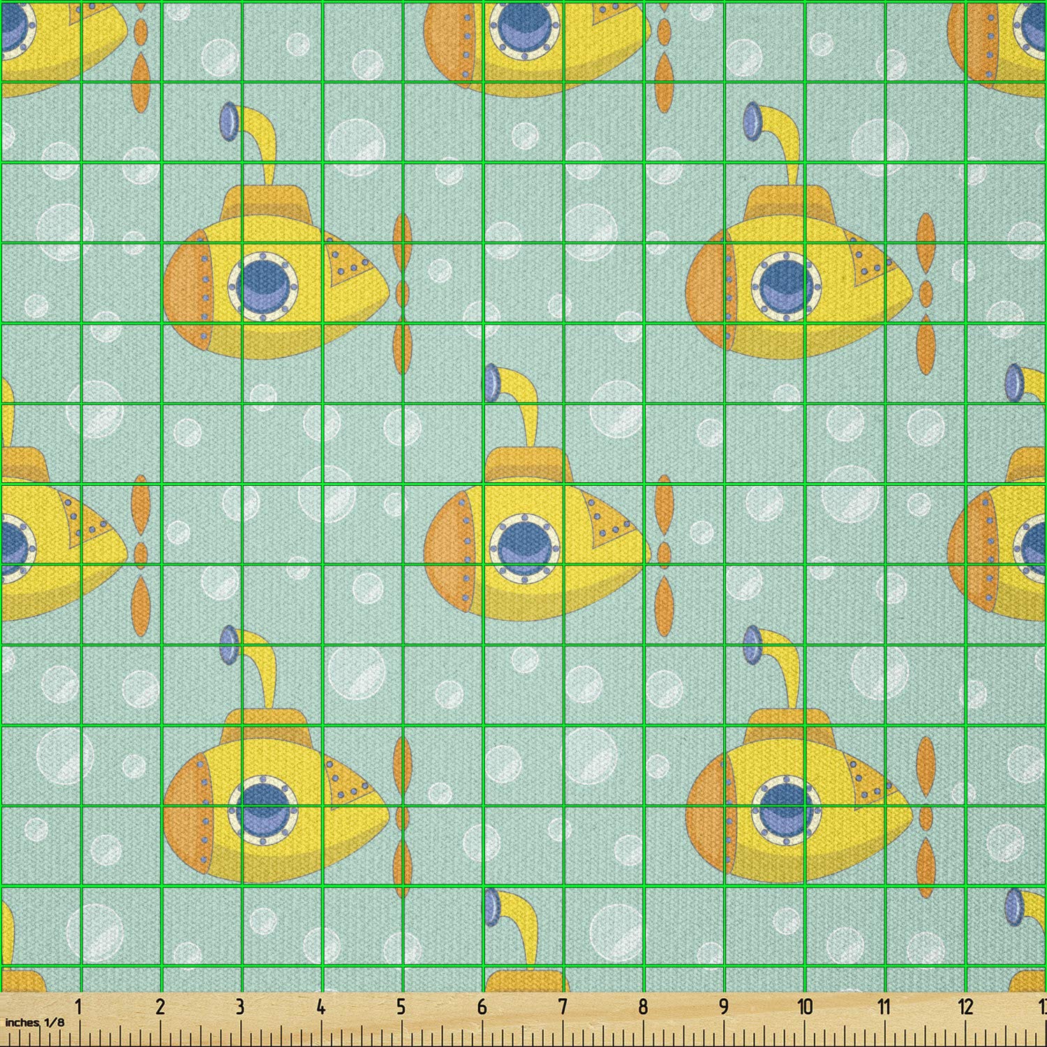 Ambesonne Yellow Submarine Fabric - Nautical Stretch Knit for Sewing & Crafts - Perfect for DIY Clothing & Home Decor