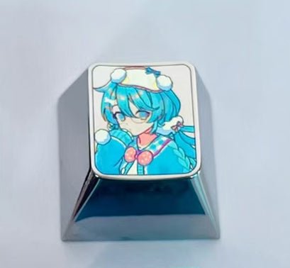 Premium Miku Titanium Alloy 1U Color Carved Keycaps - Custom Mechanical Keyboard Decorative Keycaps for Gaming & Typing Enthusiasts - Perfect for Anime Fans, Streamers & PC Builders