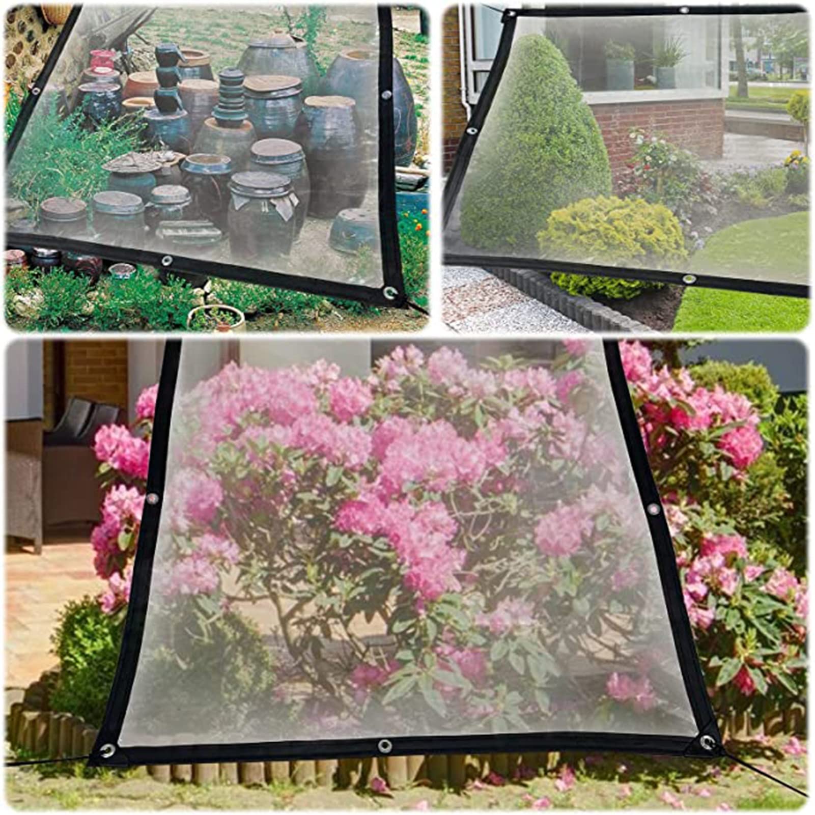 Durable Clear PE Plastic Greenhouse Tarp with Eyelets - 6x4m Transparent Waterproof Cover for Outdoor Garden, Balcony, Villa - Ideal for Plant Protection, Sunlight Control, and Weatherproofing