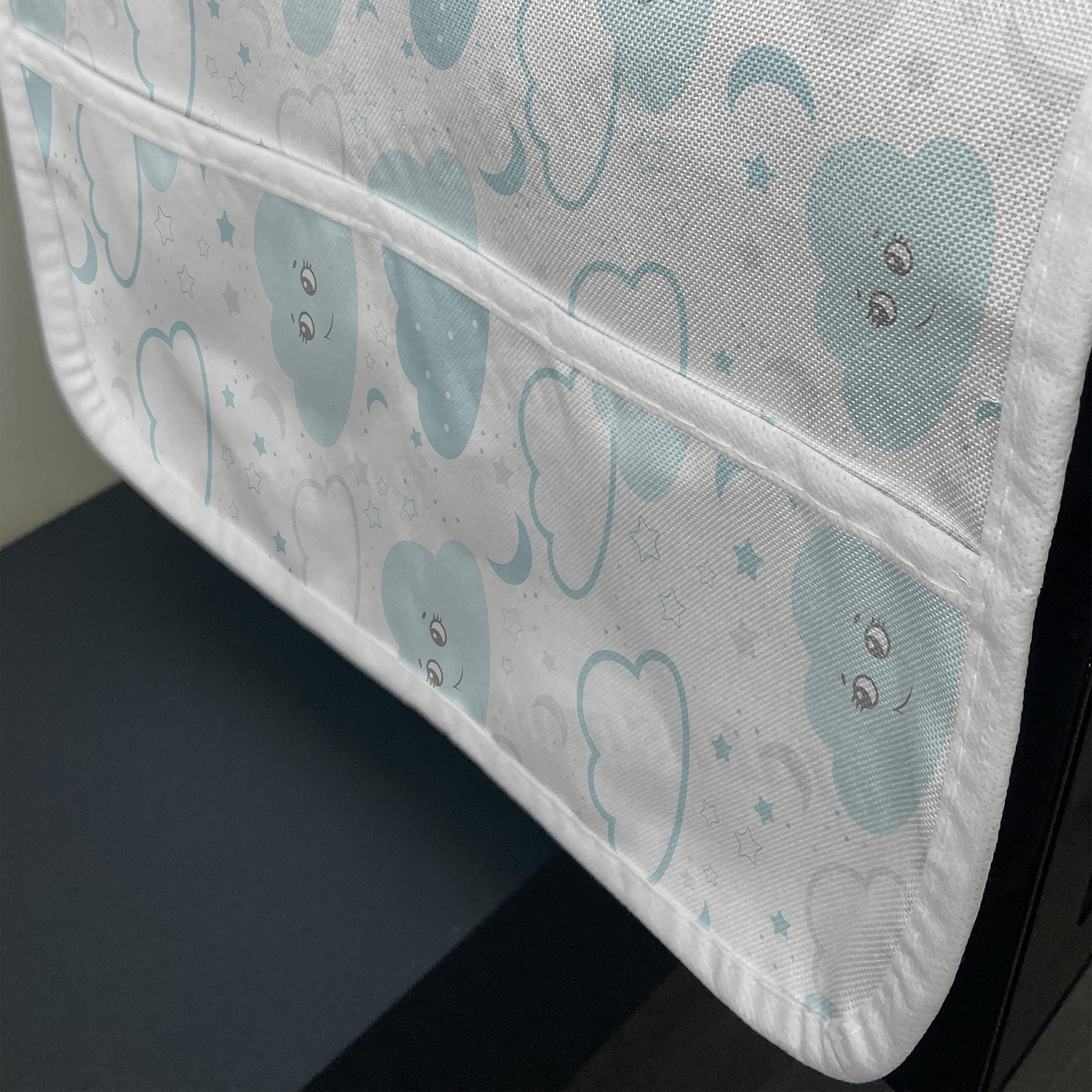 Ambesonne Grey Microwave Cover - Waterproof Kitchen Organizer with Pockets, Nocturnal Cartoon Pattern (Smiling Clouds, Stars & Moons), 36