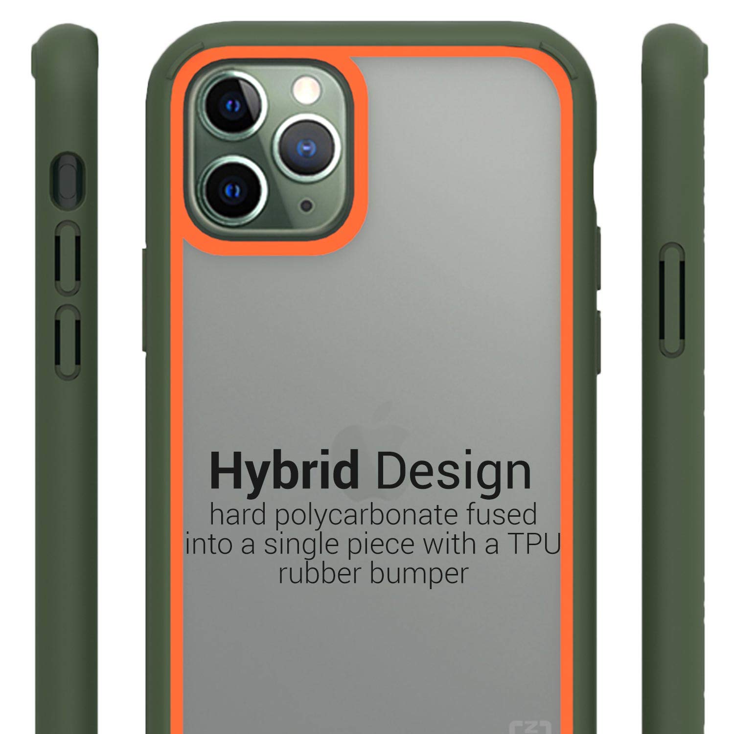 CoverON Unity Series Clear iPhone 11 Pro Max Case - Shockproof Protective Cover with Green & Orange Accents | Perfect for Everyday Use, Outdoor Activities & Travel Protection