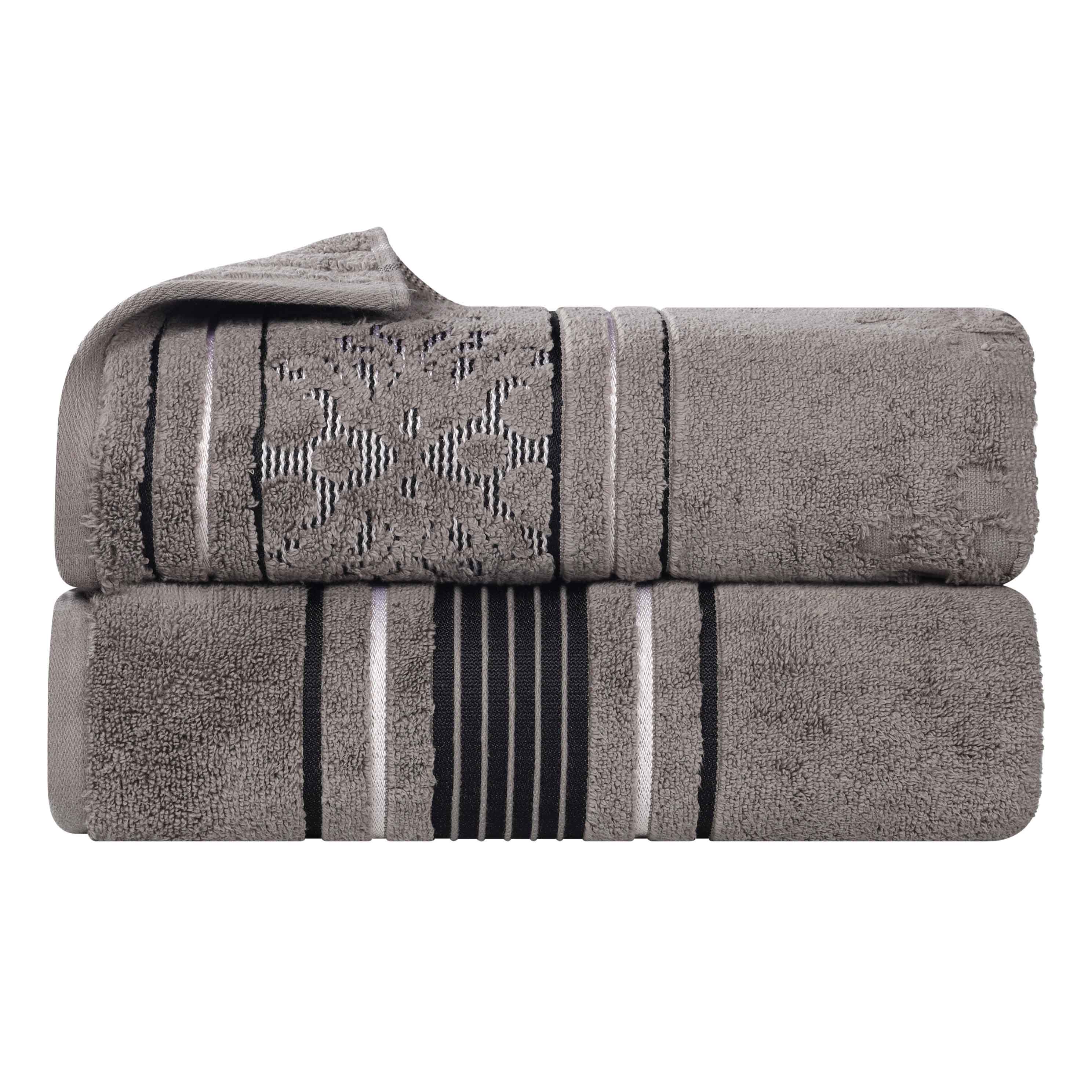 Premium 100% Zero Twist Cotton Bath Sheet Set of 2 - Ultra Soft & Absorbent Solid & Jacquard Floral Design - Luxury Bath Towels for Spa, Hotel & Home Use