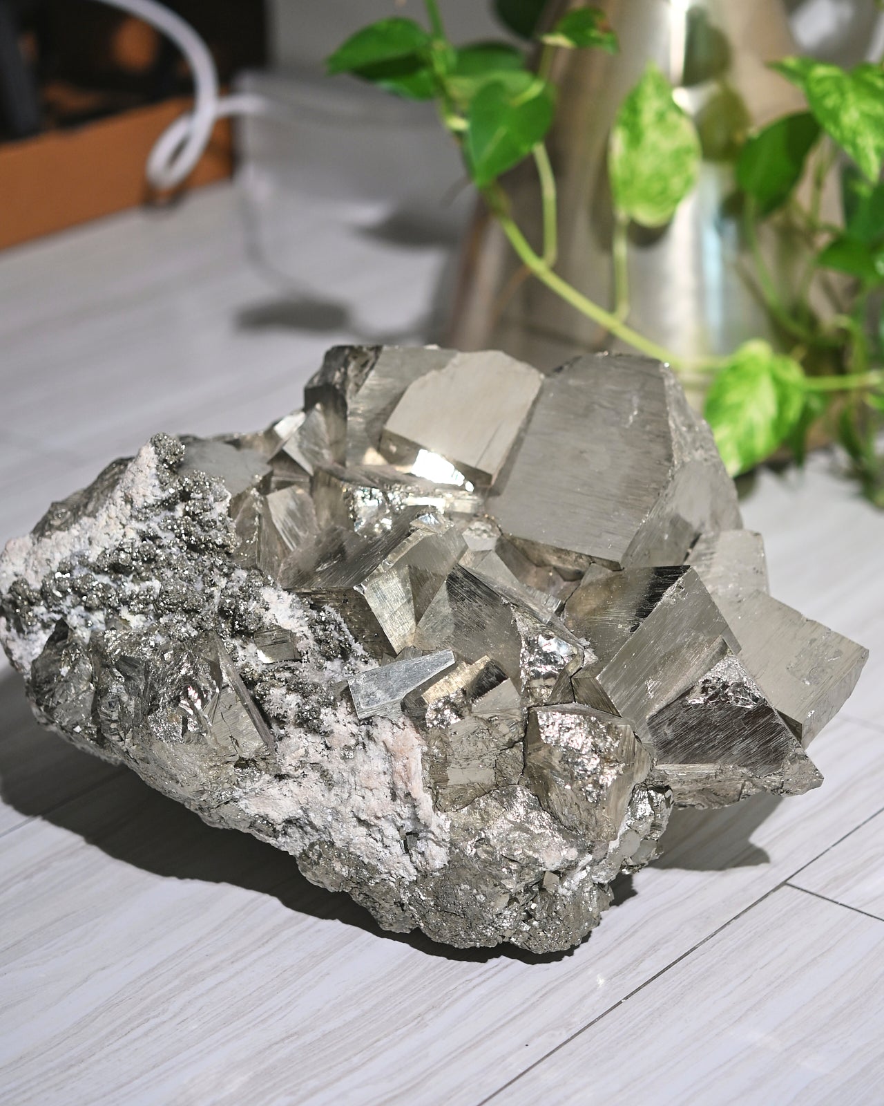 92lb Massive Pyrite Statement Cluster - Natural Mineral Specimen for Home Decor, Crystal Healing & Geode Collection | Perfect for Display Shelf, Meditation Space or Gift for Rock Collectors