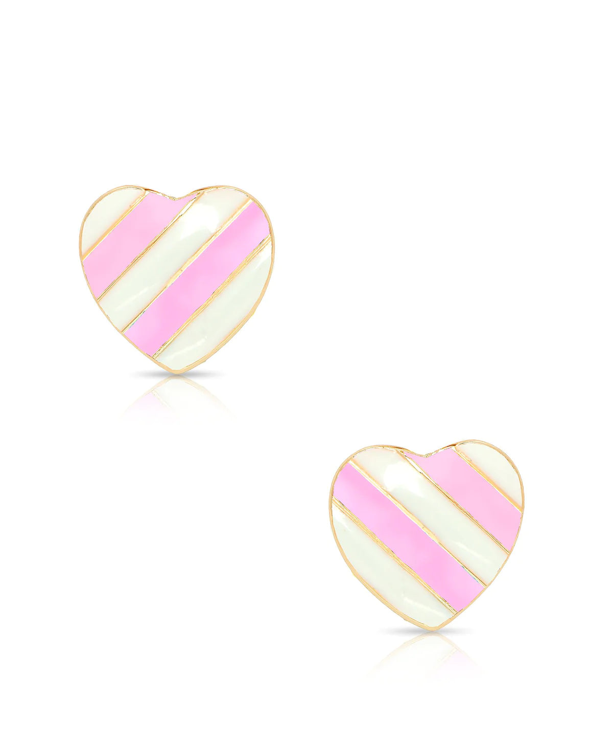 Lily Nily Striped Heart Stud Earrings for Women - Cute Dainty Gold Plated Jewelry Gift for Girlfriend, Valentine's Day, Anniversary - Perfect for Date Night, Party & Everyday Wear