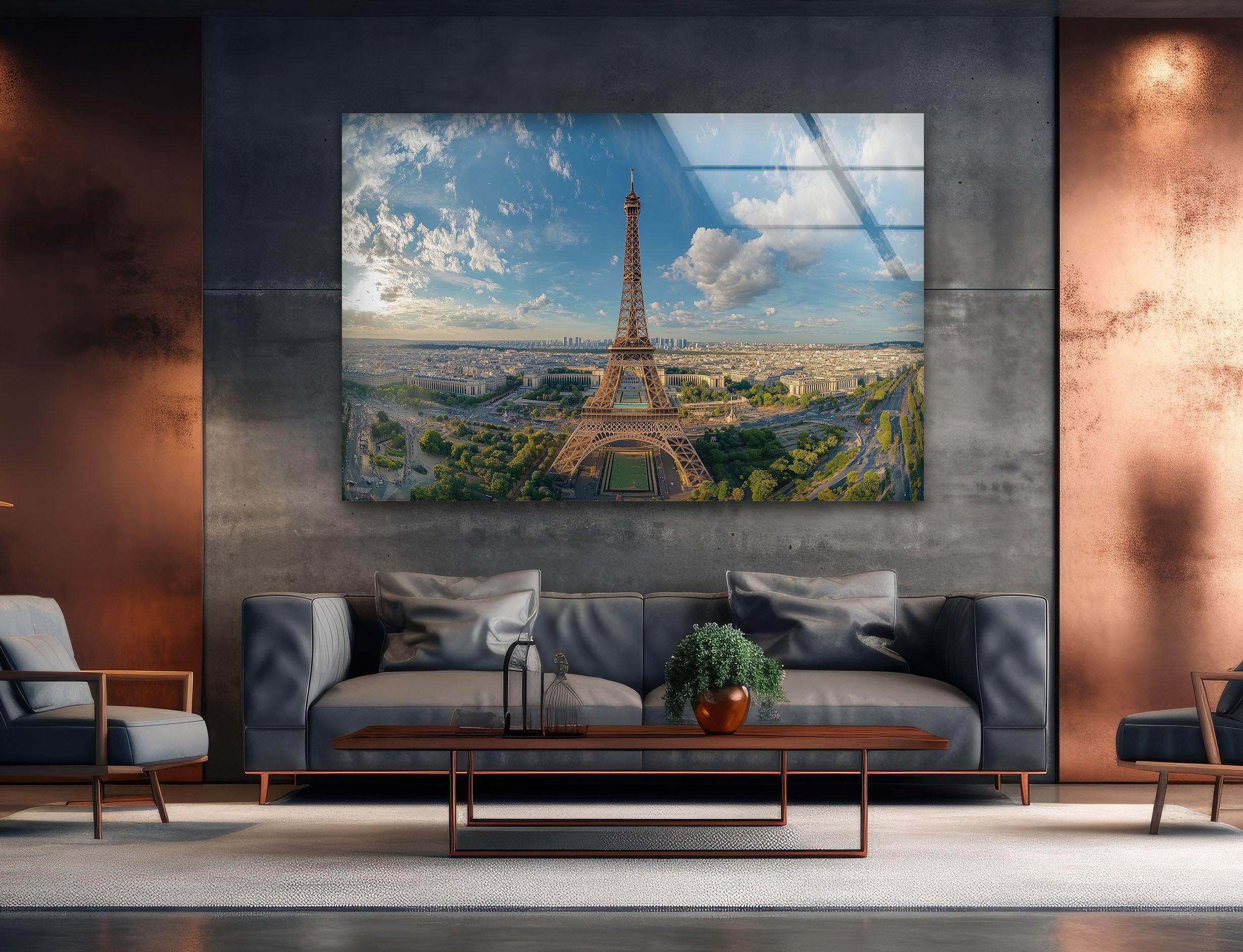 Paris Eiffel Tower Glass Wall Art - Elegant Landscape Decor for Living Room, Bedroom & Office