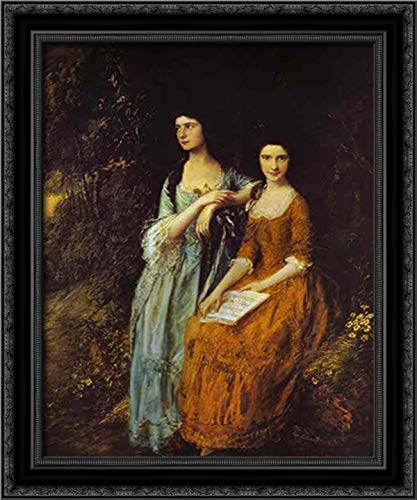 Thomas Gainsborough The Linley Sisters (Mrs. Sheridan And Mrs. Tickell) 20x24 Black Ornate Wood Framed Canvas Art - Perfect for Living Room, Bedroom, or Office Wall Decor