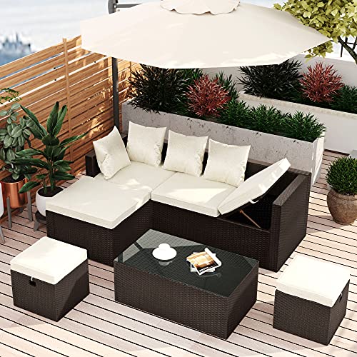 Brown Wicker+ Beige Cushion