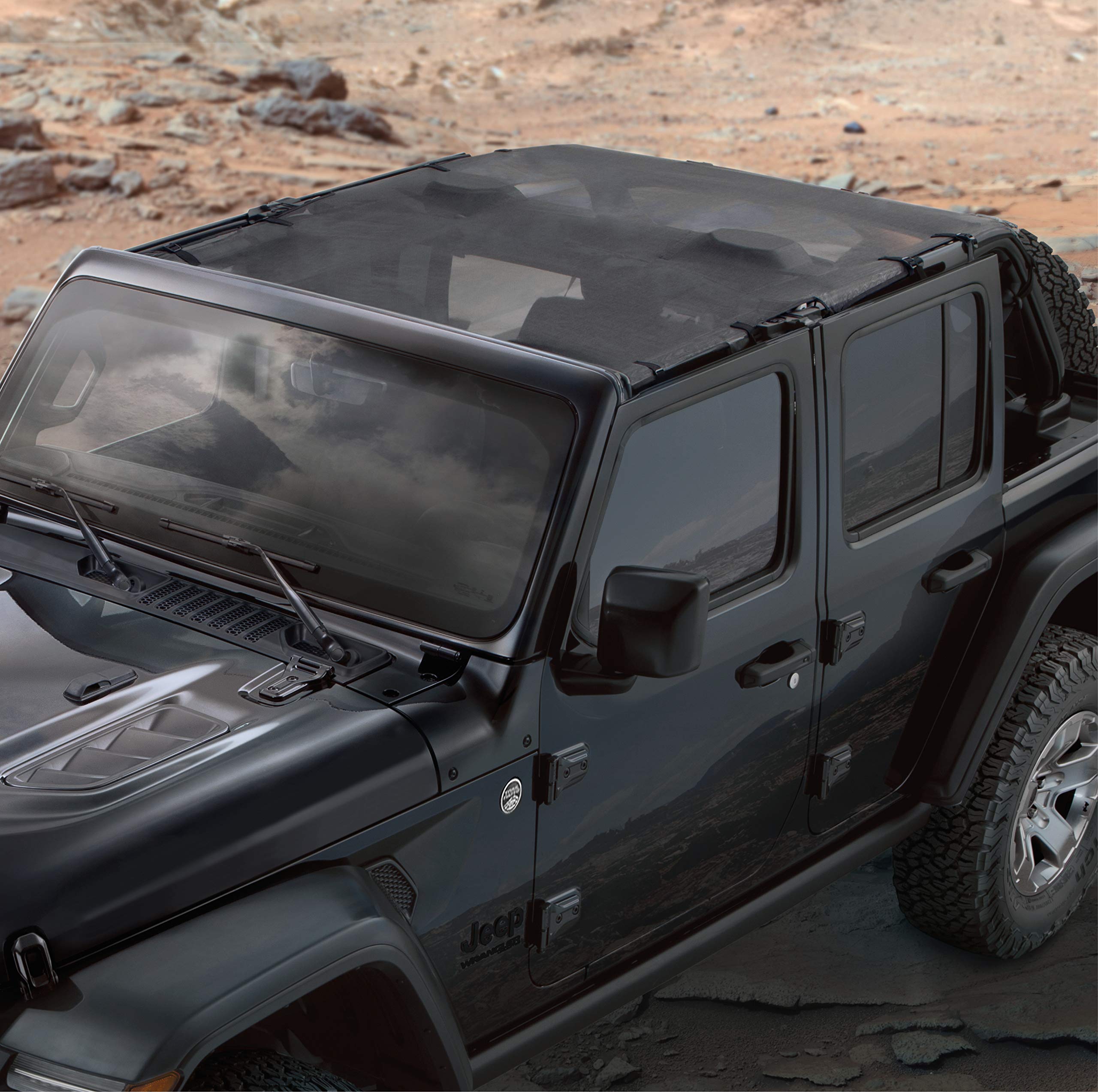Mopar 82215390AB Mesh Sun Bonnet for Jeep Wrangler JL 4-Door Models - UV Protection & Shade for Off-Roading, Beach & Summer Driving