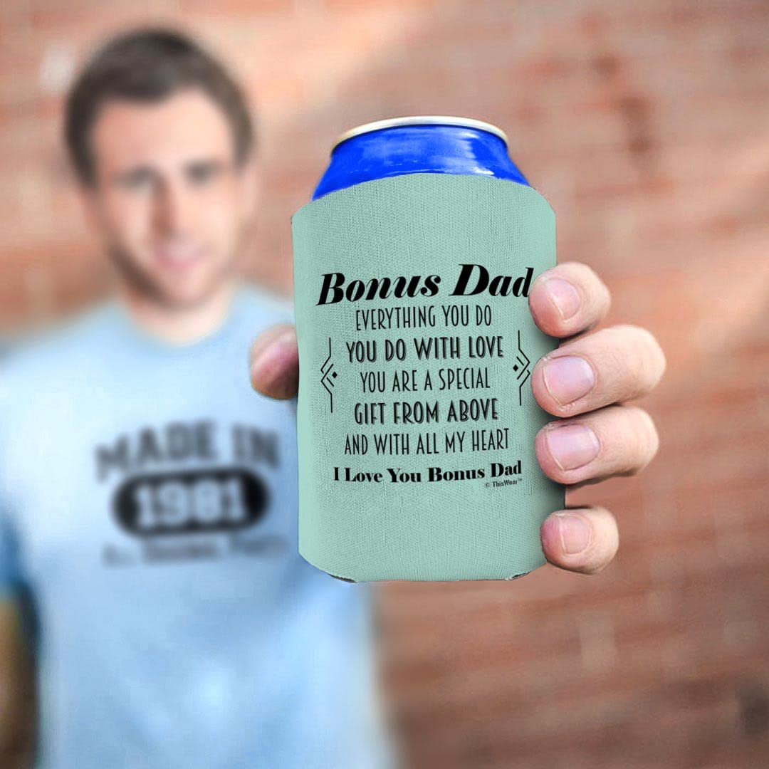 24-Pack Can Coolers for Adoptive Dad - 'You Are a Gift From Above' Poem Insulated Drink Holders - Perfect for Father's Day, Birthday Gifts & BBQ Parties