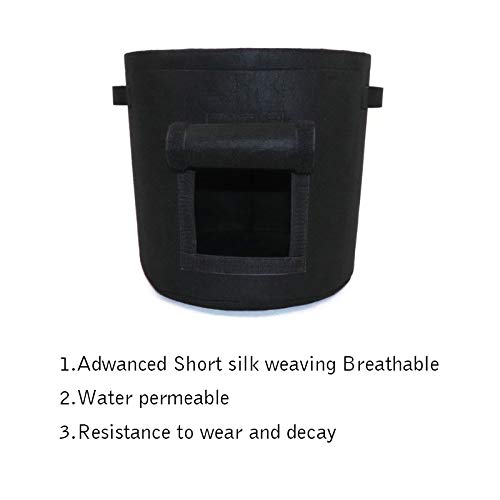 2 Pack 10 Gallon Garden Grow Bags with Handles & Velcro Window - Premium Breathable Fabric Plant Pots for Vegetables, Flowers & Herbs - Ideal for Indoor/Outdoor Gardening, Balcony & Patio Planting (Black)
