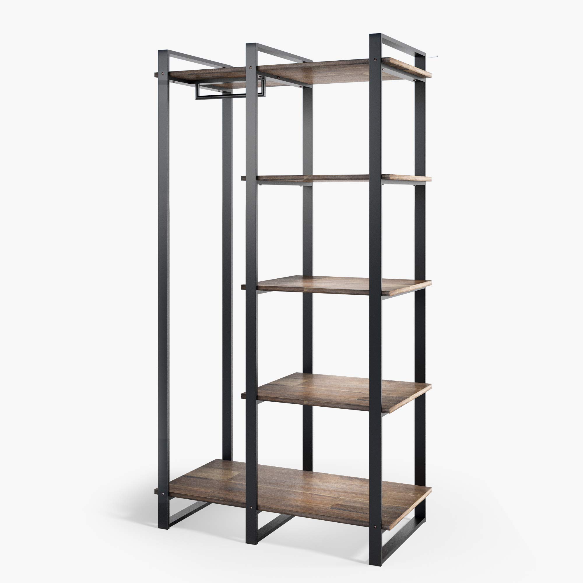 ZINUS Brock 4-Shelf Bookcase with Hanging Storage - Metal Frame & Solid Acacia Wood - Easy Assembly - Perfect for Living Room, Bedroom, or Home Office Organization