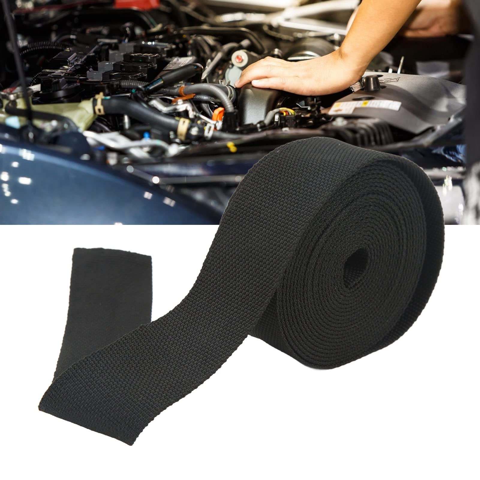 High-Temperature Fiberglass Heat Shield Sleeve - 16mm Adjustable Exhaust Wrap & Wire Loom Protector for Car, Motorcycle, and Automotive Applications (7.5M/25FT, Black) - Ideal for Spark Plug Wires, Hose Protection, and Heat Management in High-Performance Vehicles