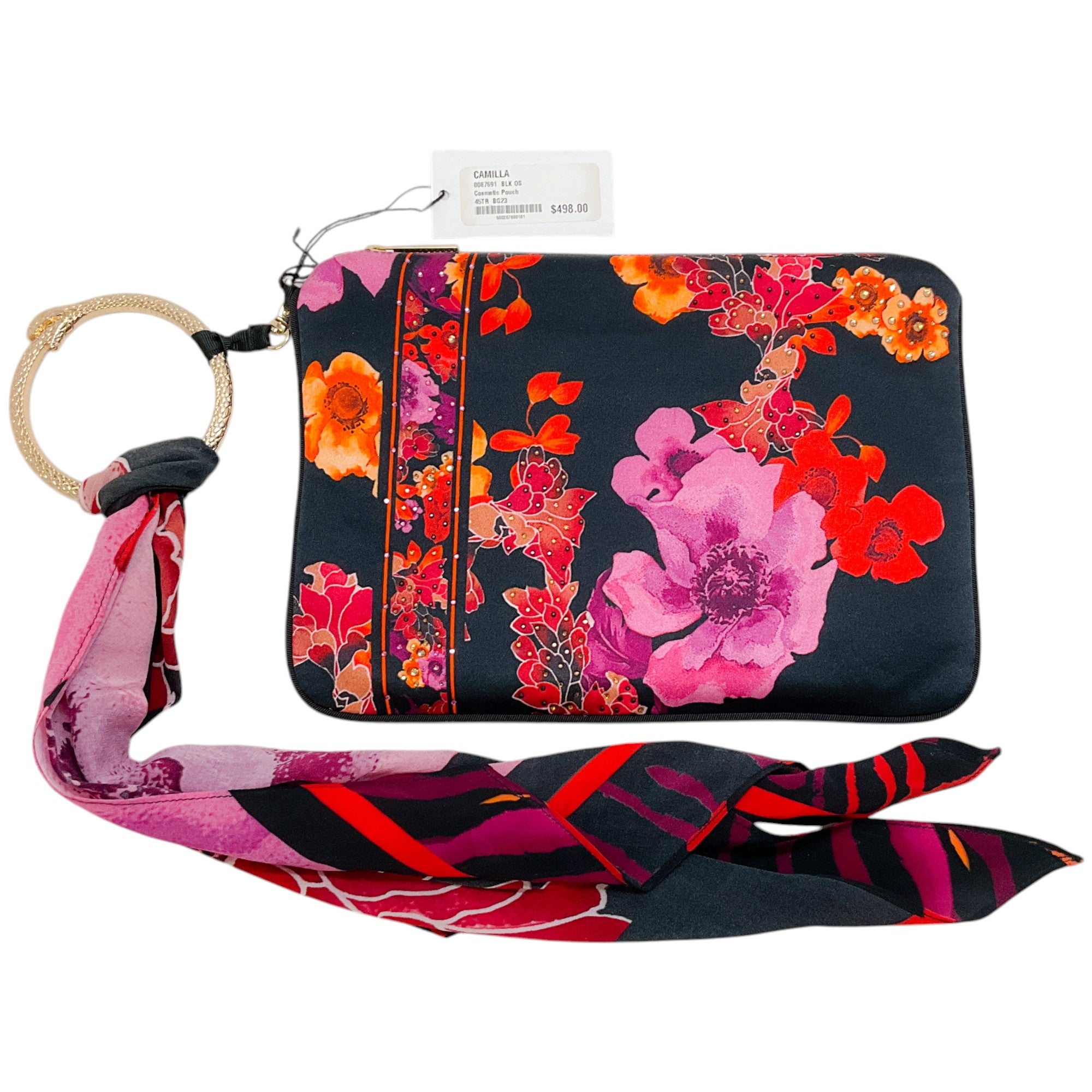 Camilla Black & Pink Floral Cosmetic Bag - Waterproof Makeup Pouch for Travel, Gym & Everyday Use | Perfect for Toiletries, Brushes & Beauty Essentials