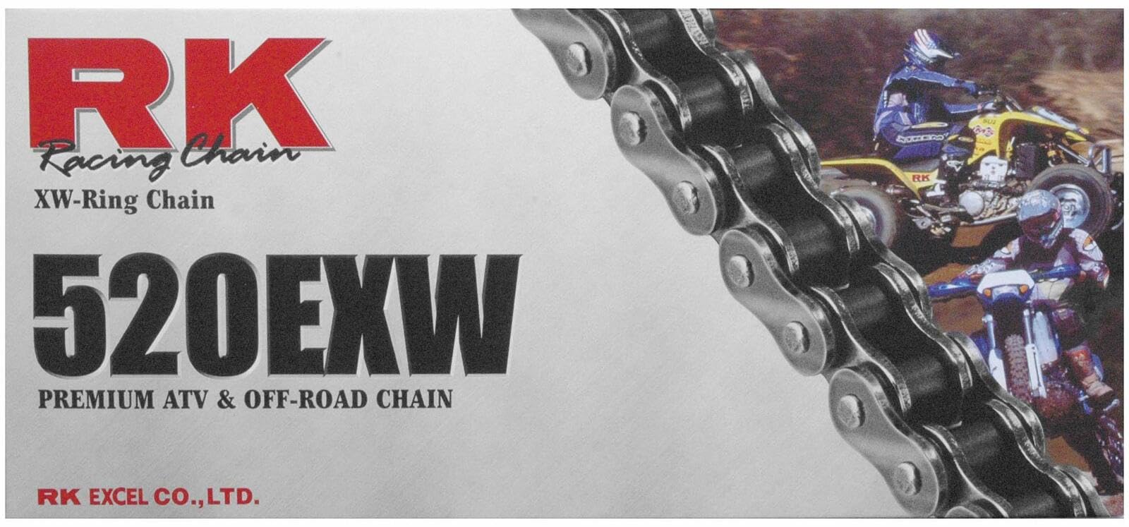 RK Racing 520EXW-110 XW-Ring Chain - 520 Series Steel 110-Link High Performance Motorcycle & ATV Chain with Master Link - Perfect for Off-Road Racing, Dirt Bikes & Adventure Riding