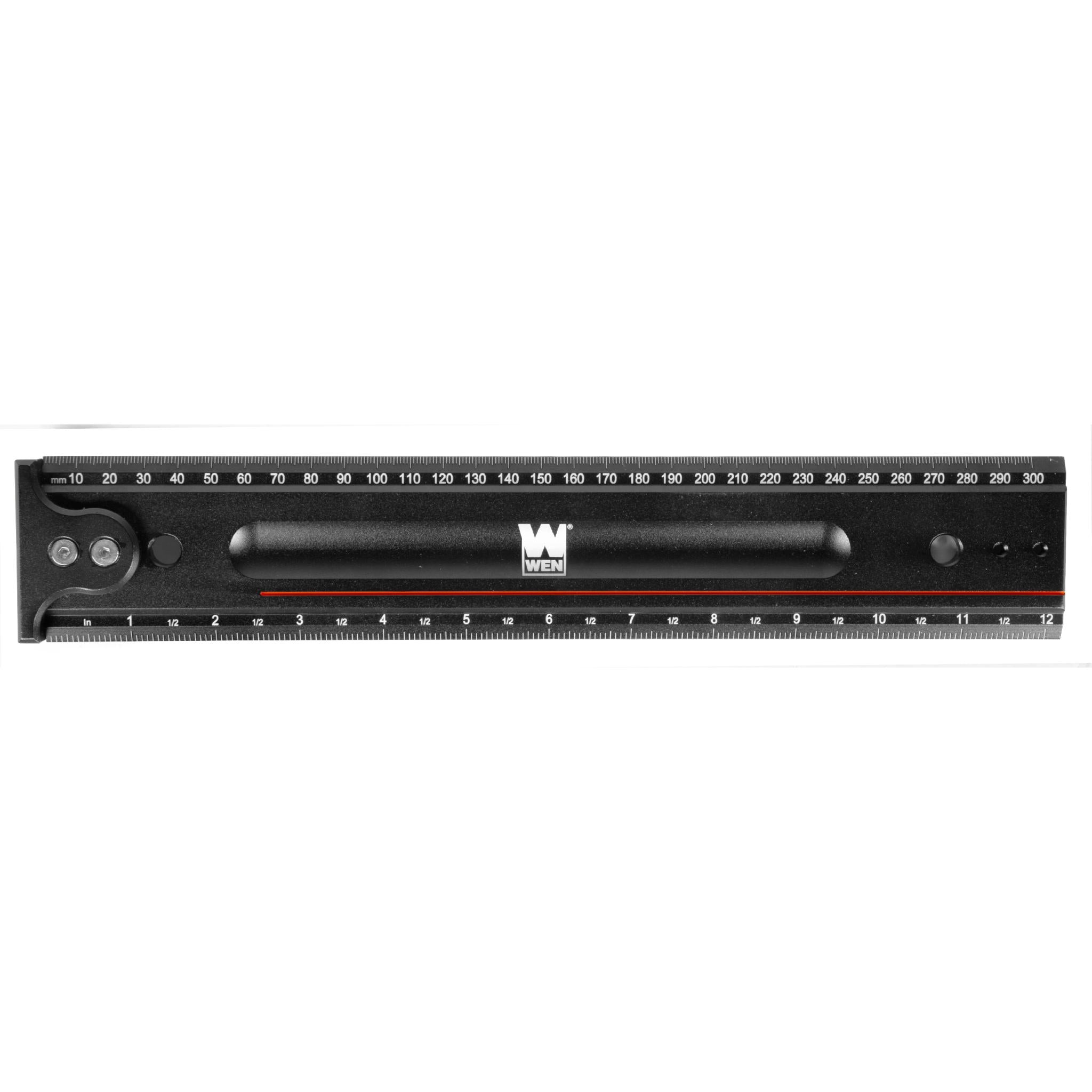 12 Inch Measuring Ruler with Hook Stop - WEN ME812R - Perfect for DIY Projects, Woodworking, and Home Improvement