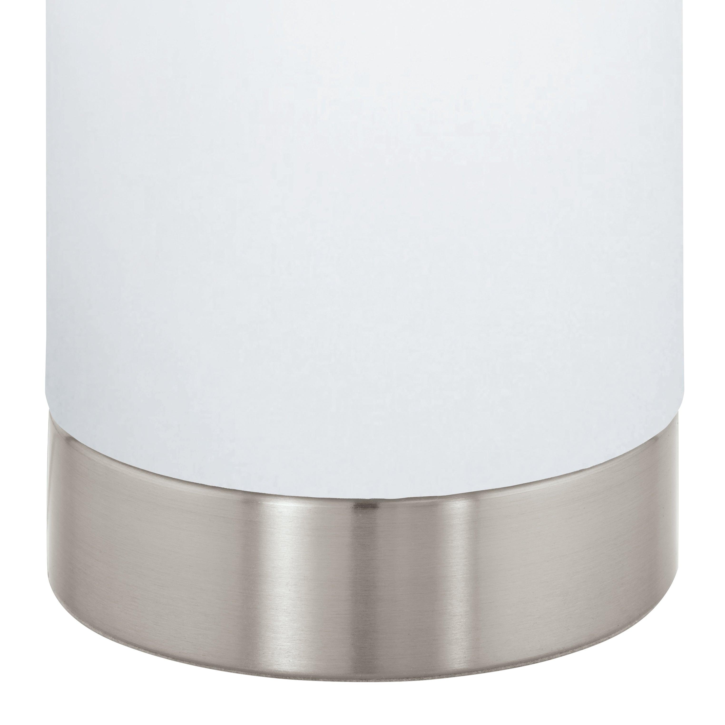 Eglo Damasco 1 Nickel & Satin Glass Table Lamp - Modern Bedside Lighting for Bedroom, Living Room, or Office Decor