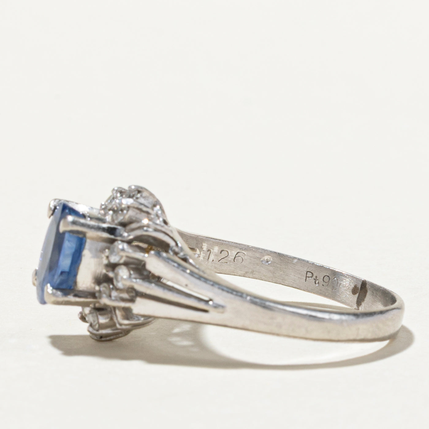1.26ct Sapphire & 0.24ct Diamond Petal Tapered Ring - Size 6.5 | Elegant Engagement, Wedding, Anniversary Jewelry Gift for Women