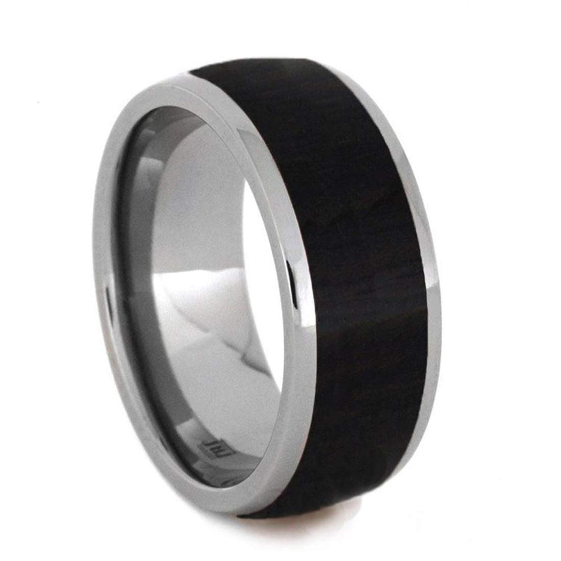 Men's Titanium African Blackwood Comfort-Fit Dome Ring - 10mm Wide Band, Hypoallergenic & Durable Wedding Band for Men, Perfect for Everyday Wear & Special Occasions