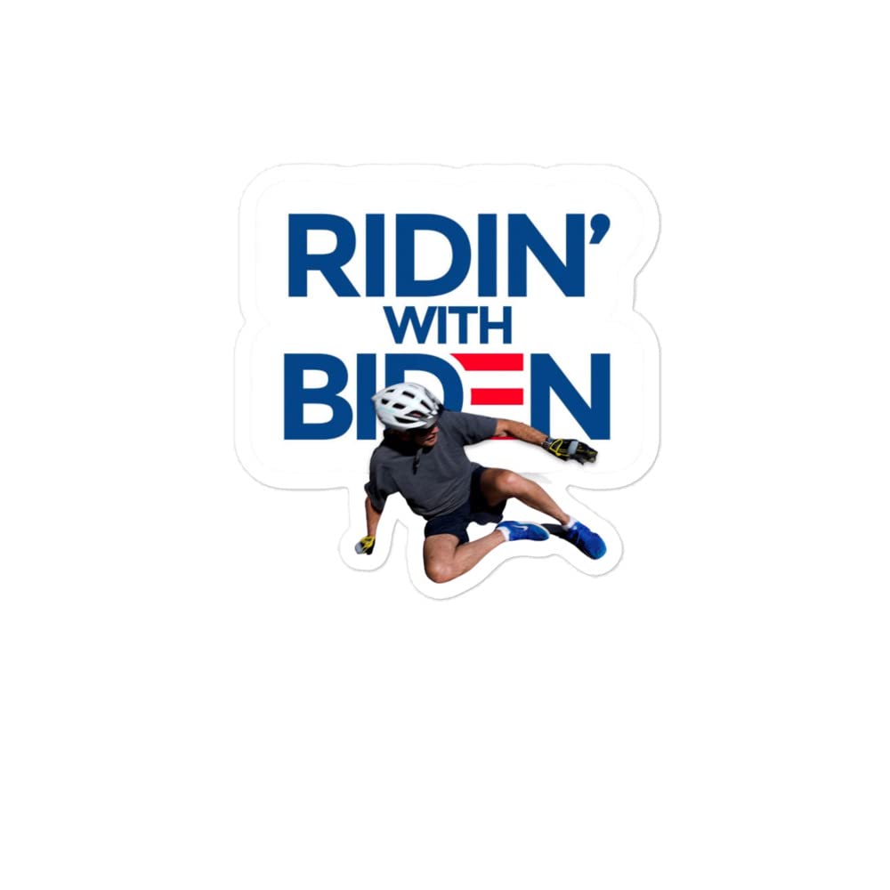 Bike Fall Meme Stickers - Ridin' with Biden Bubble-Free Decals for Laptops, Water Bottles & Social Media Fun