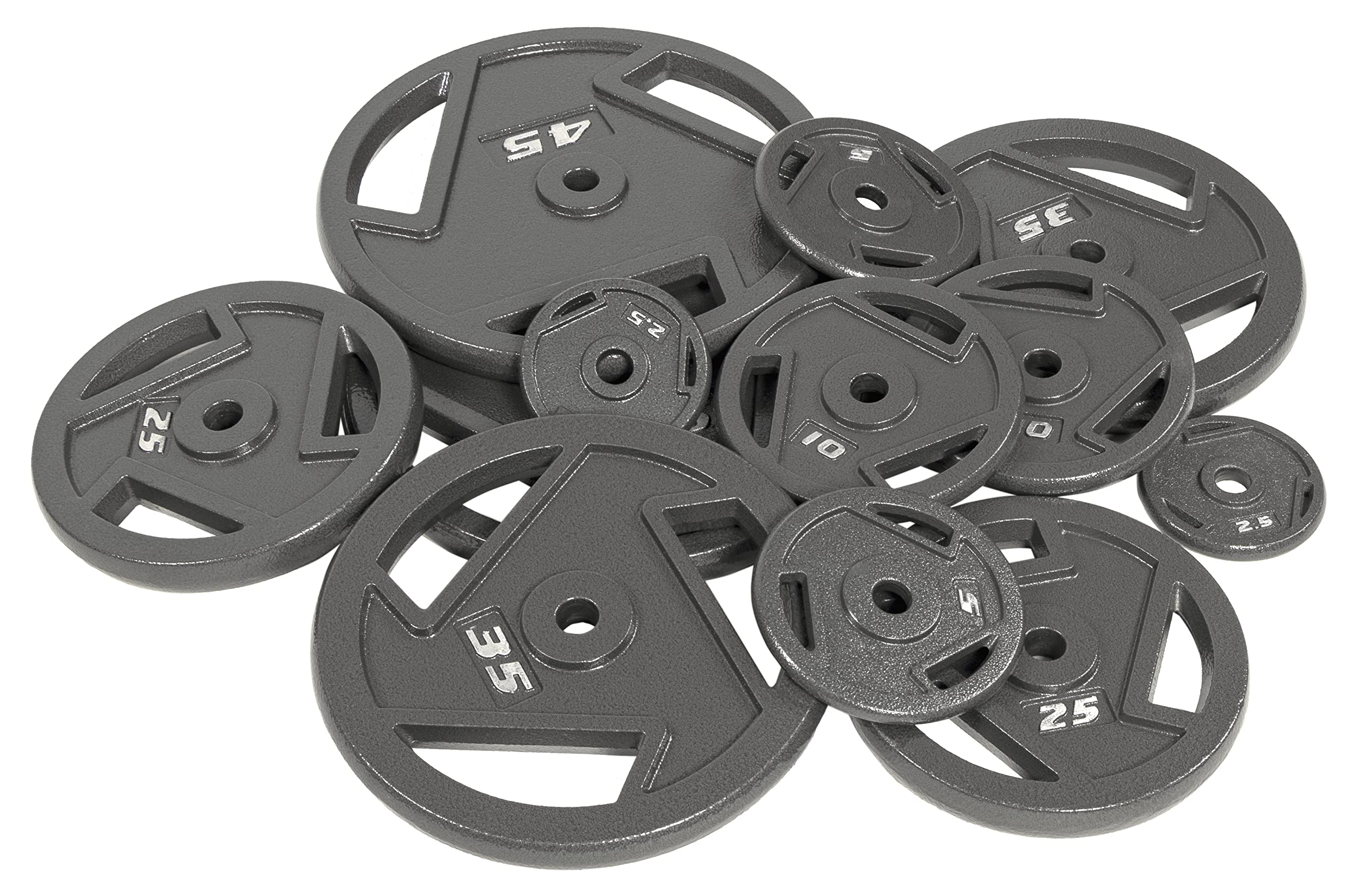 Signature Fitness 1-Inch Cast Iron Weight Plates - Standard Olympic Weight Plates for Strength Training, Weightlifting & CrossFit - Perfect for Home Gym, Commercial Gym & Powerlifting Workouts