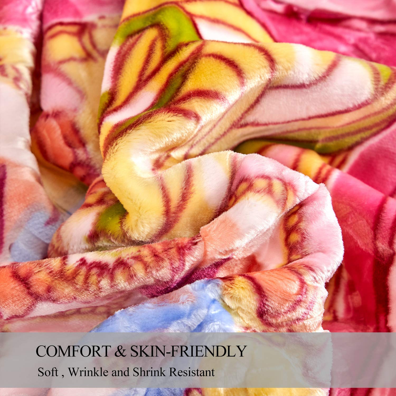 JML Plush Raschel Blanket - Ultra Soft Korean Mink Fleece Blanket, 2-Ply Printed Design (Pink, Queen Size) for Bedroom, Sofa & Gift Giving