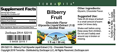 Organic Bilberry Fruit Glycerite Liquid Extract (1:5) - Natural Chocolate Flavor - 1oz Bottle (3-Pack) - Herbal Supplement for Eye Health & Antioxidant Support - Perfect for Smoothies, Teas & Wellness Routines