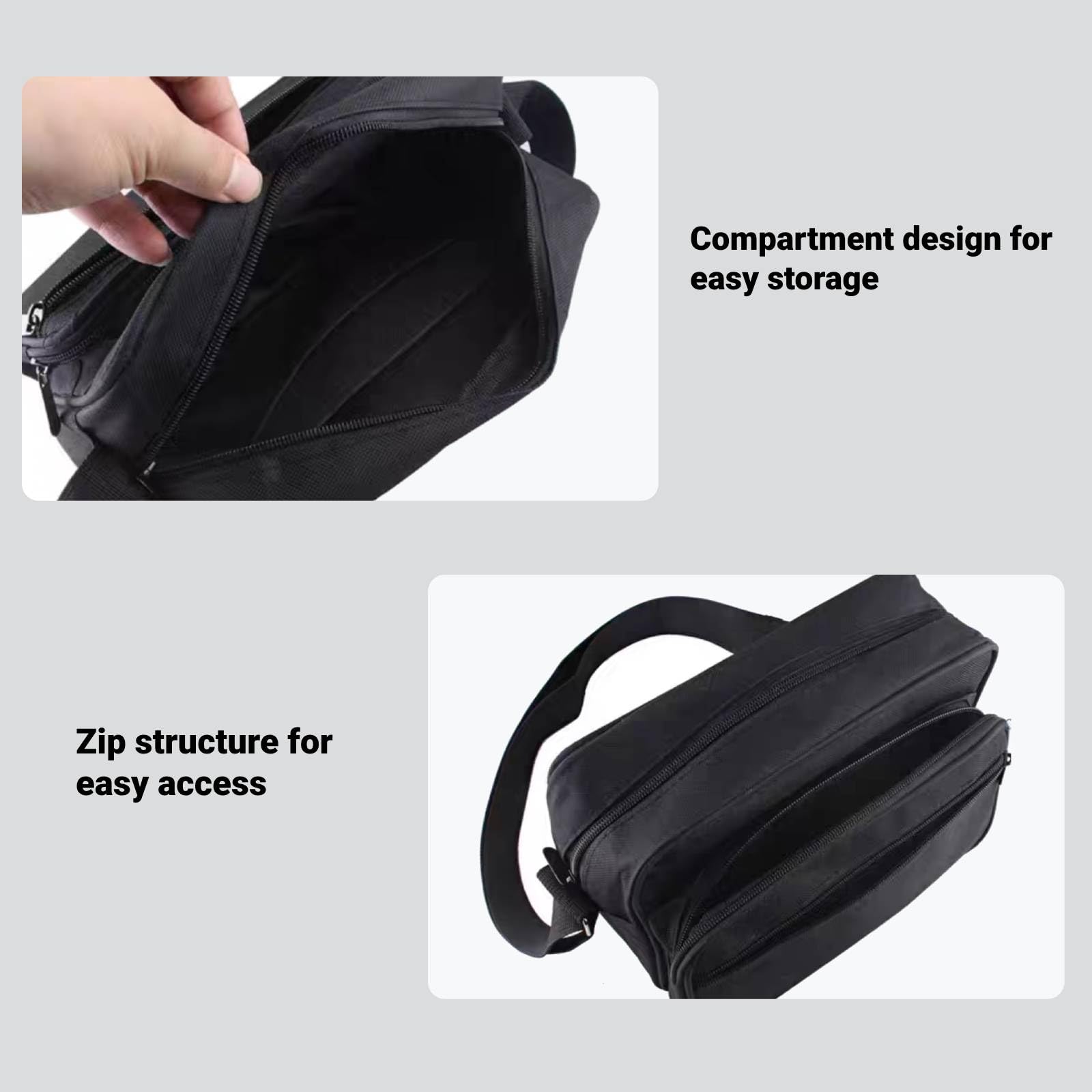 Heavy Duty Canvas Tool Bag with Multiple Zippered Pockets - Portable Black Storage Organizer for Hardware Tools | Durable & Wear-Resistant Backpack for Construction, Electricians & DIY Projects