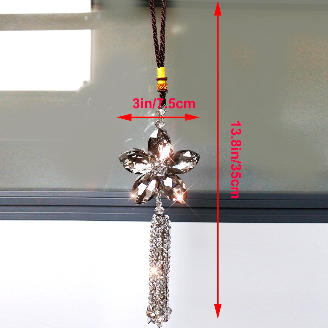 H&D HYALINE & DORA Crystal Car Rearview Mirror Pendant - Lucky Rainbow Maker Window Hanging Ornament for Car Decor & Good Luck Charm | Perfect for Daily Commute, Road Trips & Gifts