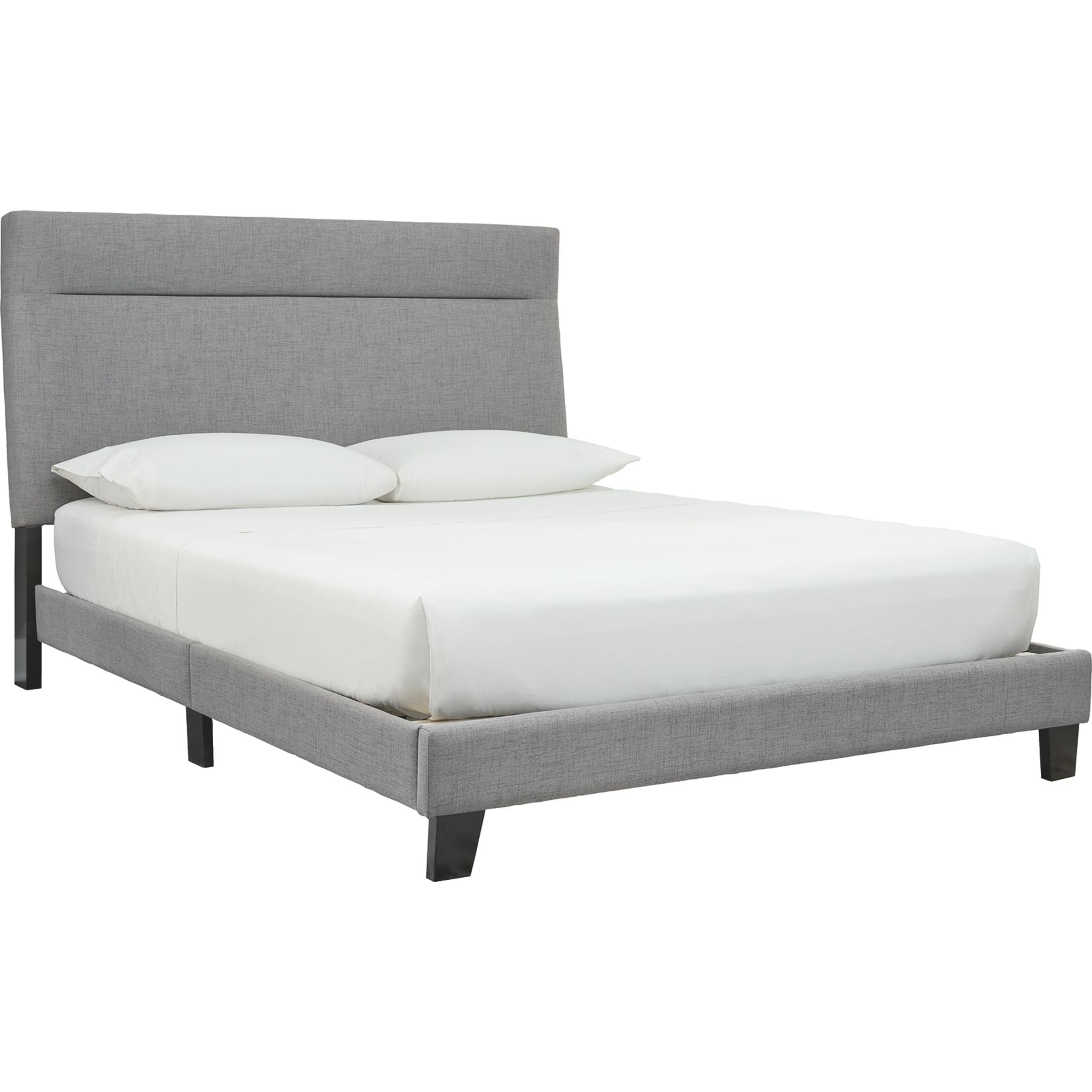 Adelloni Queen Upholstered Bed Frame with Upholstered Headboard - Soft Gray Fabric - Modern Bedroom Furniture for Master Bedroom & Guest Room