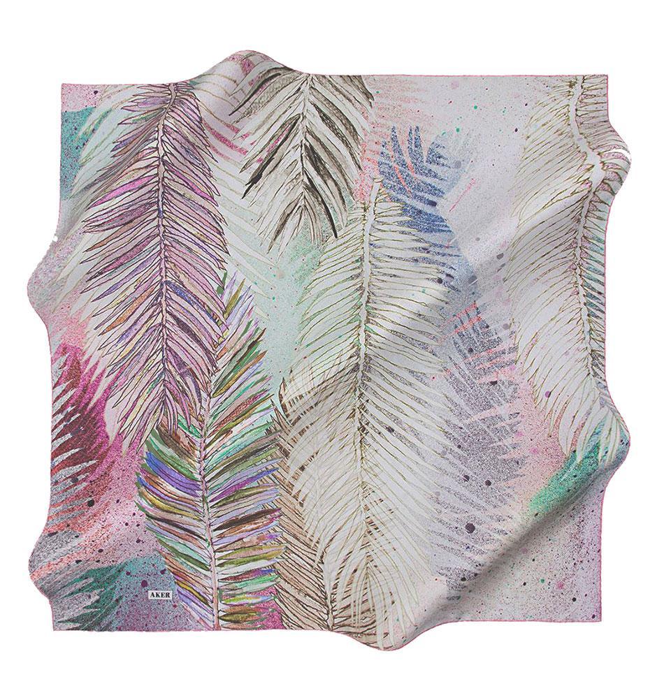 Aker Premium Silk Cotton Blend Square Scarf - Stylish Floral Pattern #7344 - Perfect for Women's Fashion Accessories, Office Wear & Gift Giving