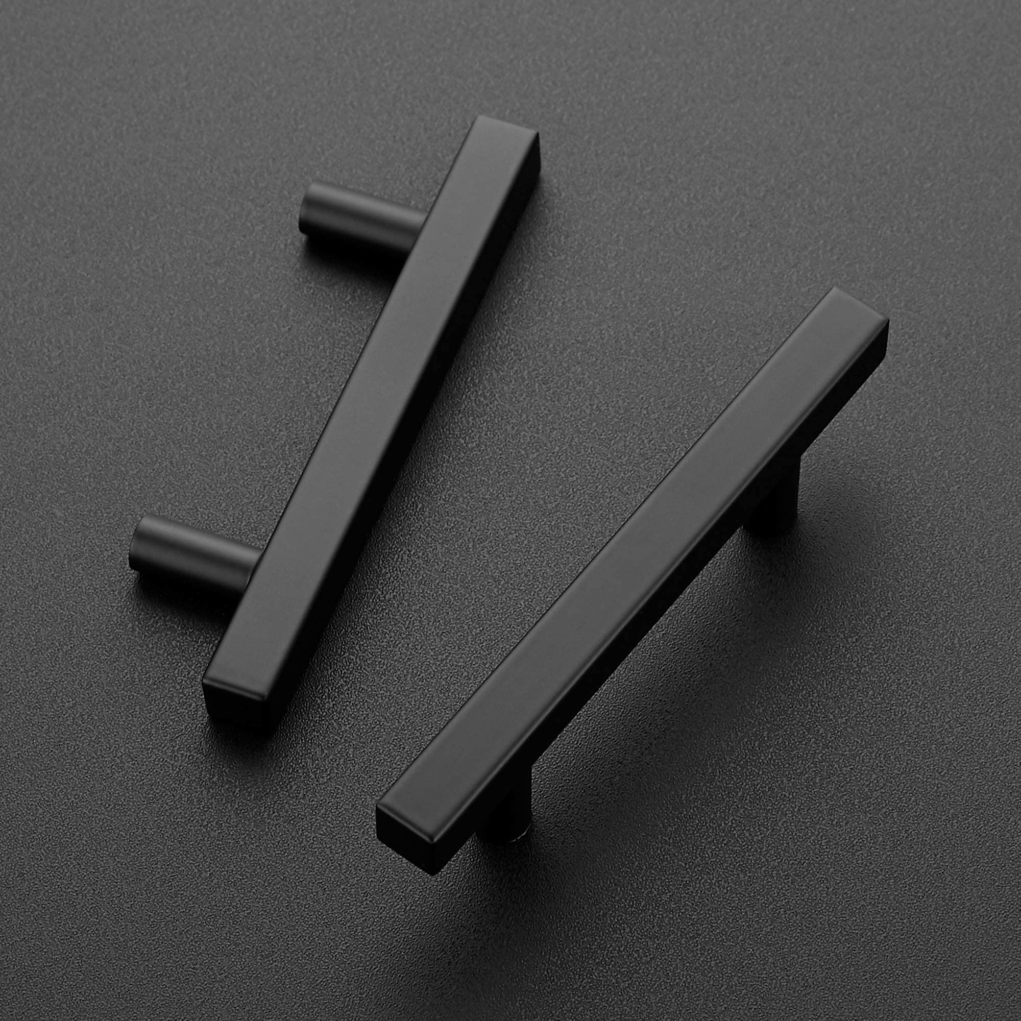 Ravinte 25 Pack 3 Inch Matte Black Cabinet Pulls - Kitchen Cabinet Handles with Drill Mounting Template (5in Overall Length) - Perfect for Modern Kitchen, Bathroom & Office Furniture Upgrade