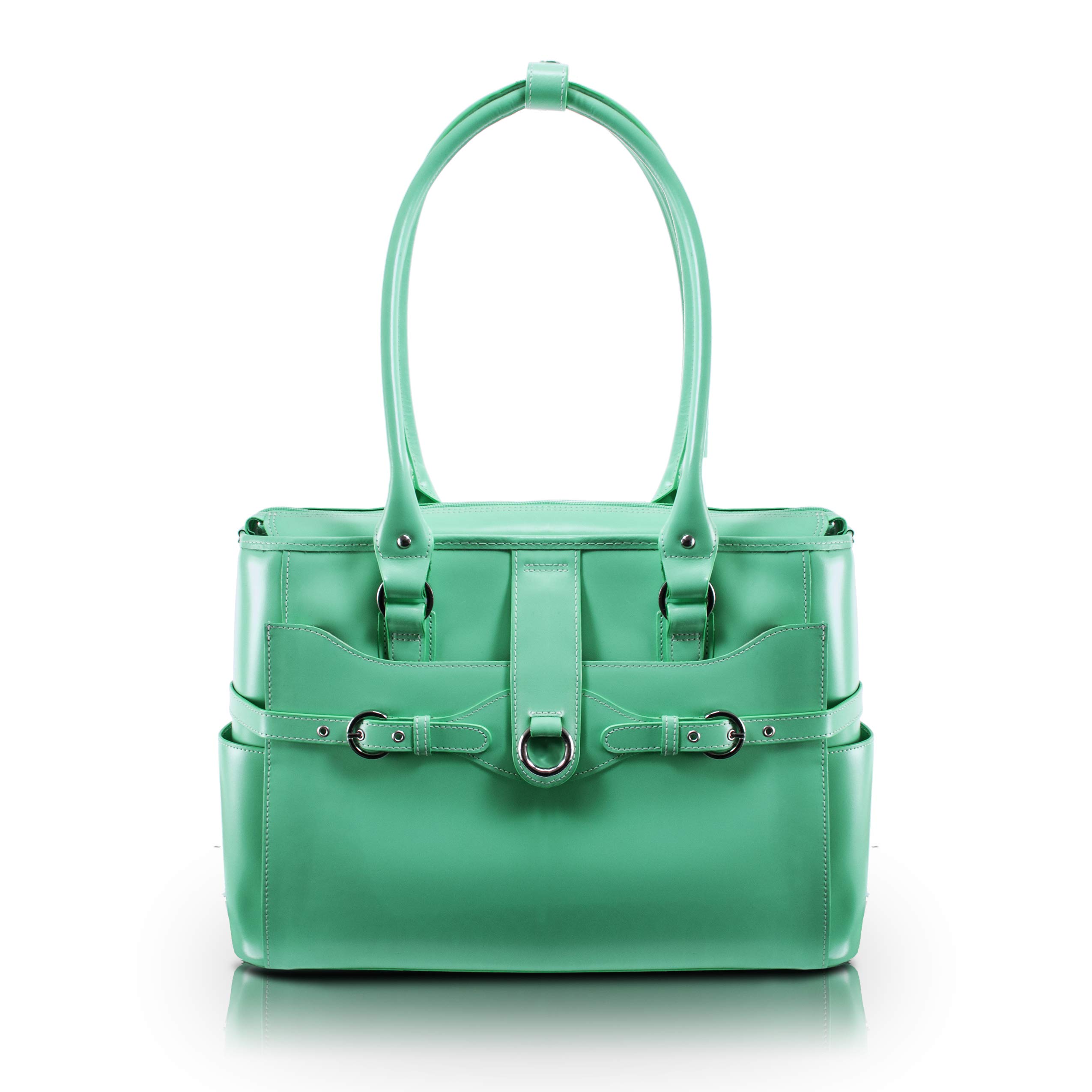 McKlein Professional Laptop Briefcase for Business - Lightweight Mint Green Leather Computer Bag for Men & Women - Perfect for Office, Travel and Business Meetings