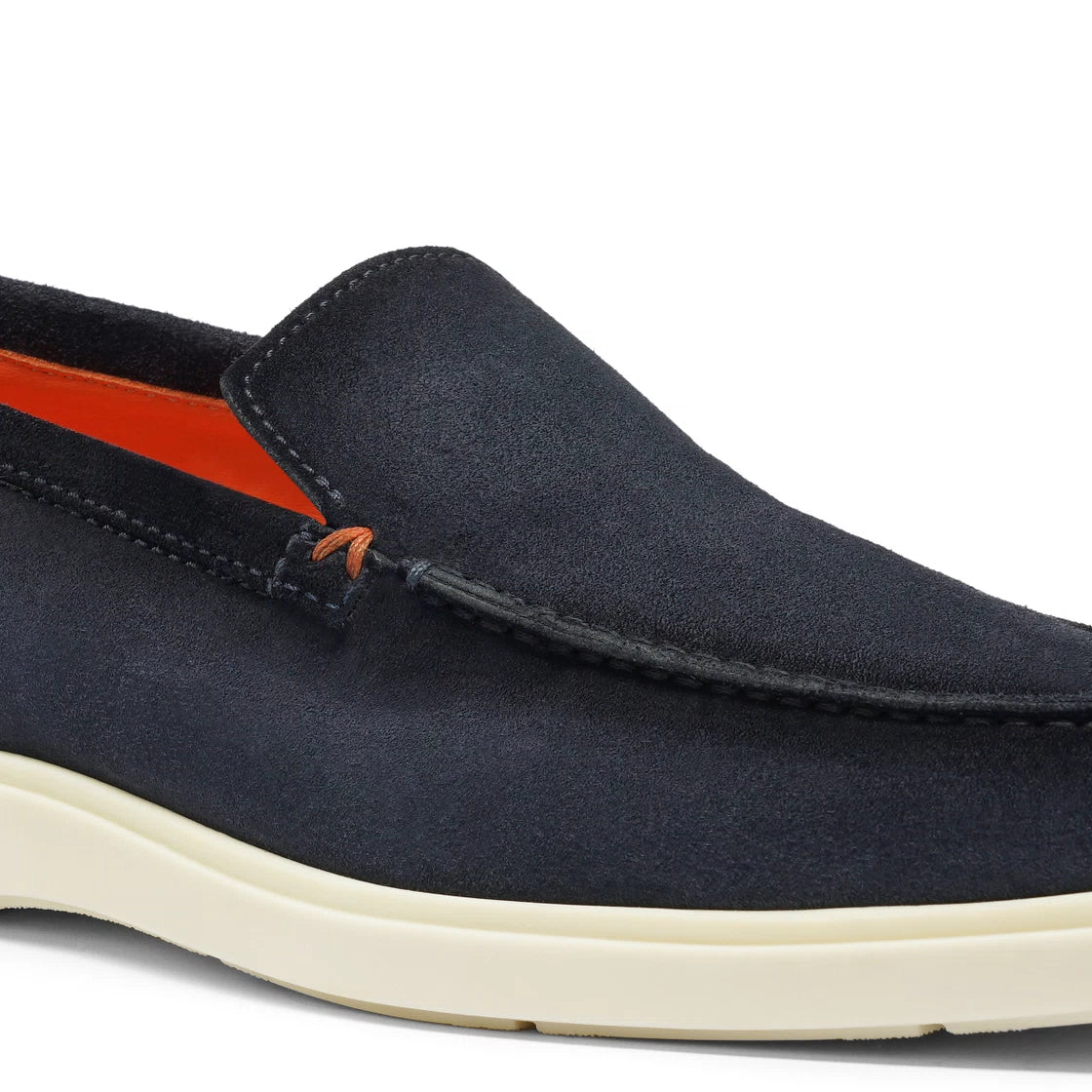 SANTONI Blue Suede Slip-On Loafers for Men - Comfortable Casual Shoes for Office, Travel & Everyday Wear